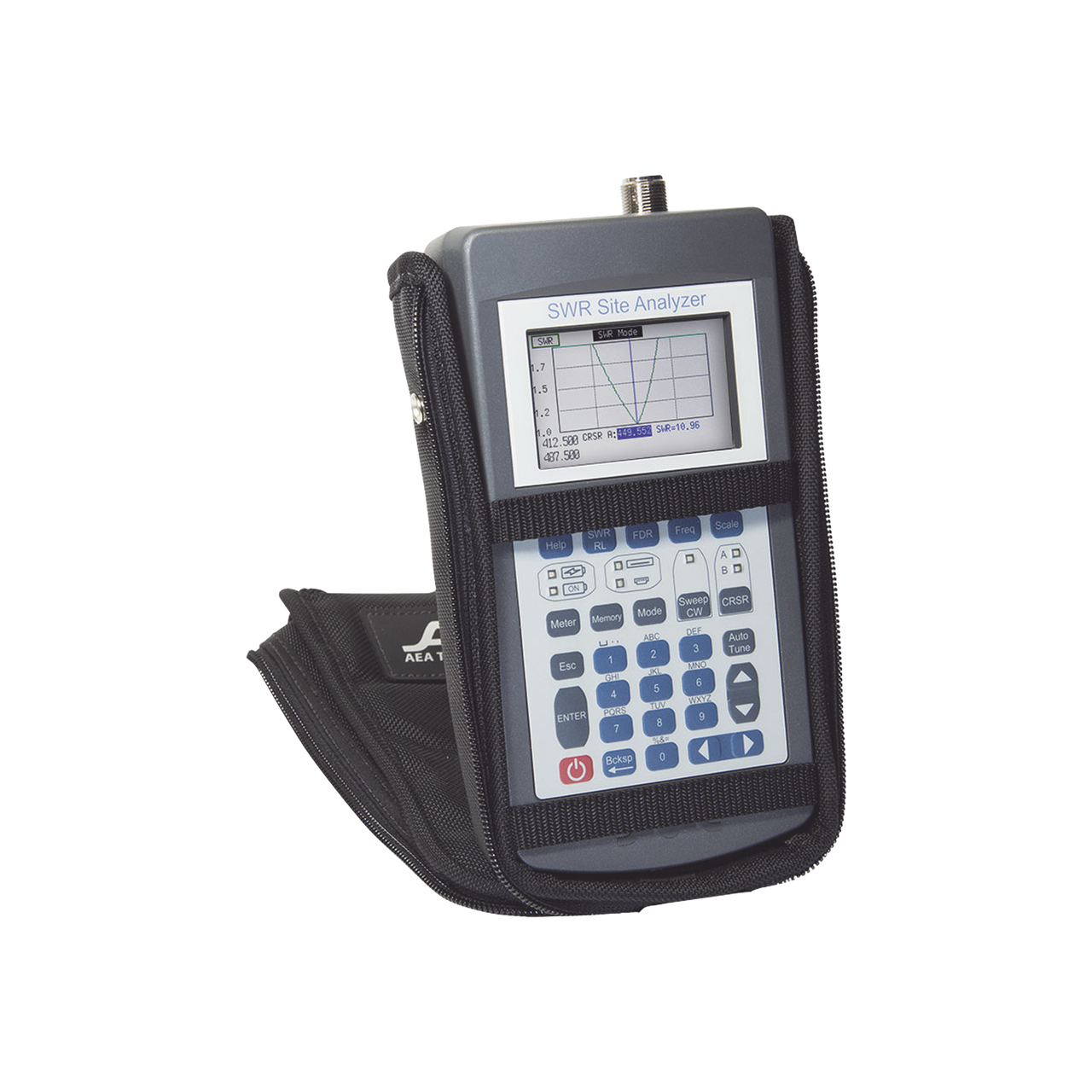 6050-5000 Analizador de Antena LIBERATOR para Sitio, mide SWR, Pérdida por Retorno y FDR (Reflectómetro en el Dominio de Frecuencia), 100 kHz-1500 MHz, puerto N Hembra Único, Terminaciones en N Macho de 50 Ohm y Corto-circuito incluidas.