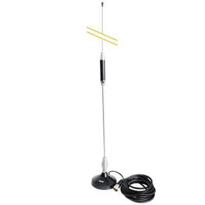 703 Antena Móvil para Rango de Frecuencia de Banda Civil (CB) 26.960 - 27.400 MHz.