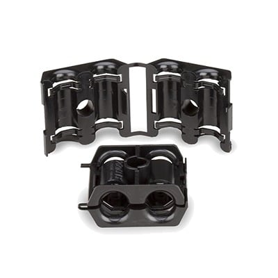 68M-CLICK Sujetador doble de plástico para cable con diámetro de 6 a 8 mm. Paquete de 10 piezas.