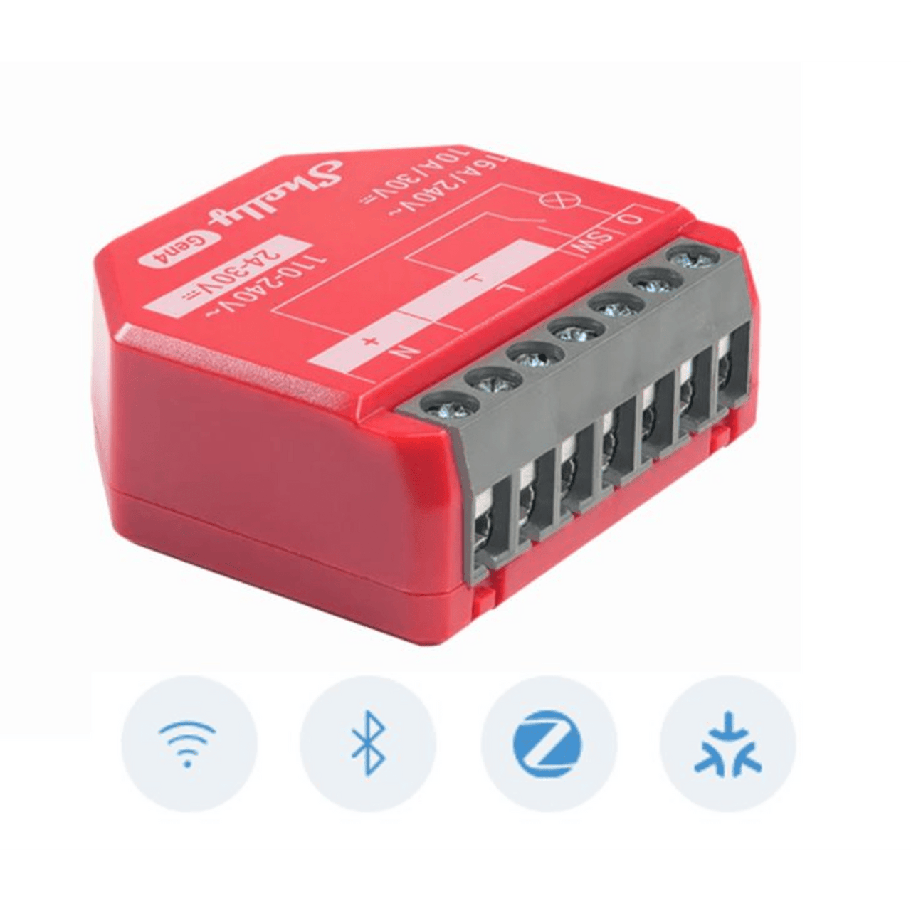 SHELLY1PMGEN4 Relevador inalámbrico inteligente 16A, 110-240 V / medición de consumo / compatible con asistente de voz Alexa, Google Home / Wifi 2.4