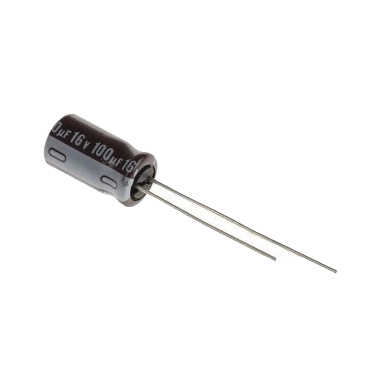 0100M0016V Capacitor Electrolítico de Aluminio, Radial de 100 µFd, 16 Vcc, 105 °C, 5.0 x 11 mm.