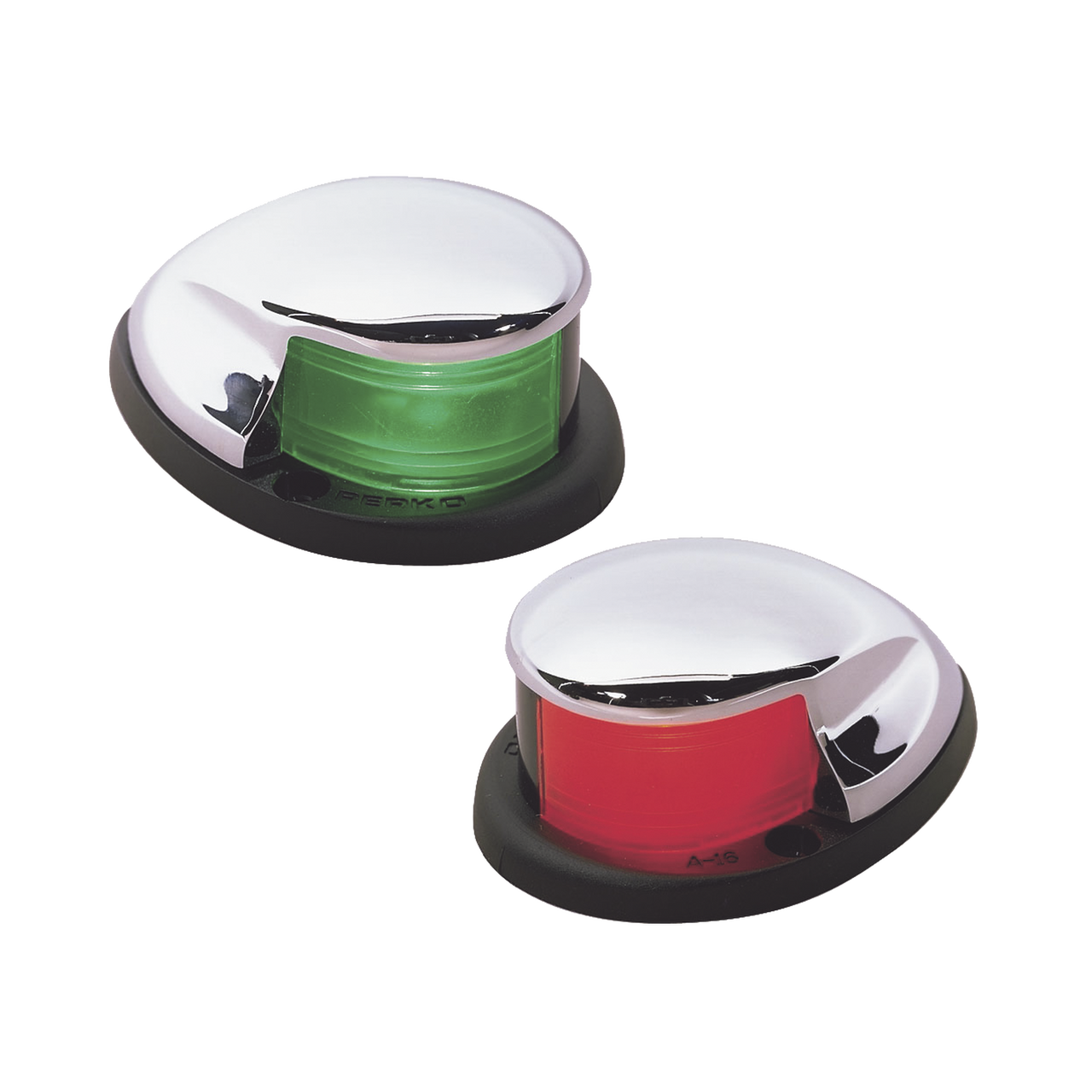 0228-DP0-CHR Set de Luces Laterales de Montaje Horizontal con Carcasa Cromada para Embarcaciones a Motor de Menos de 20 Metros