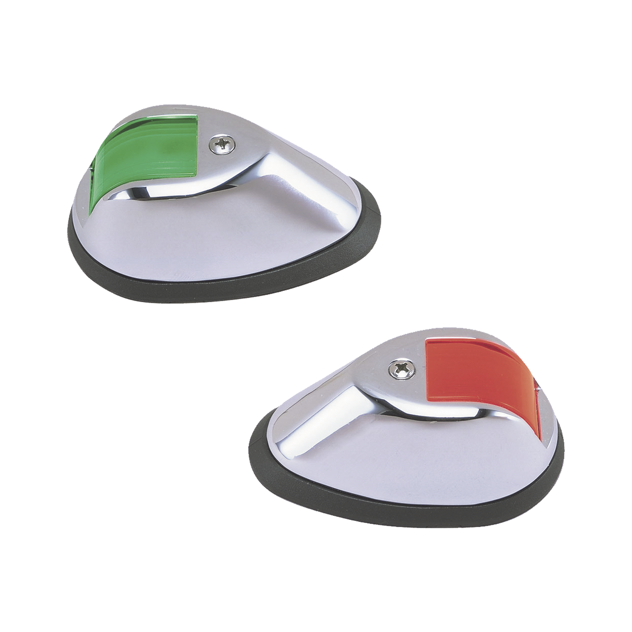 0254-M00-DP1 Set de Luces de Navegación Verticales en Carcasa Cromada en Color Rojo/Verde para Embarcaciones a Motor de Hasta 20 Metros