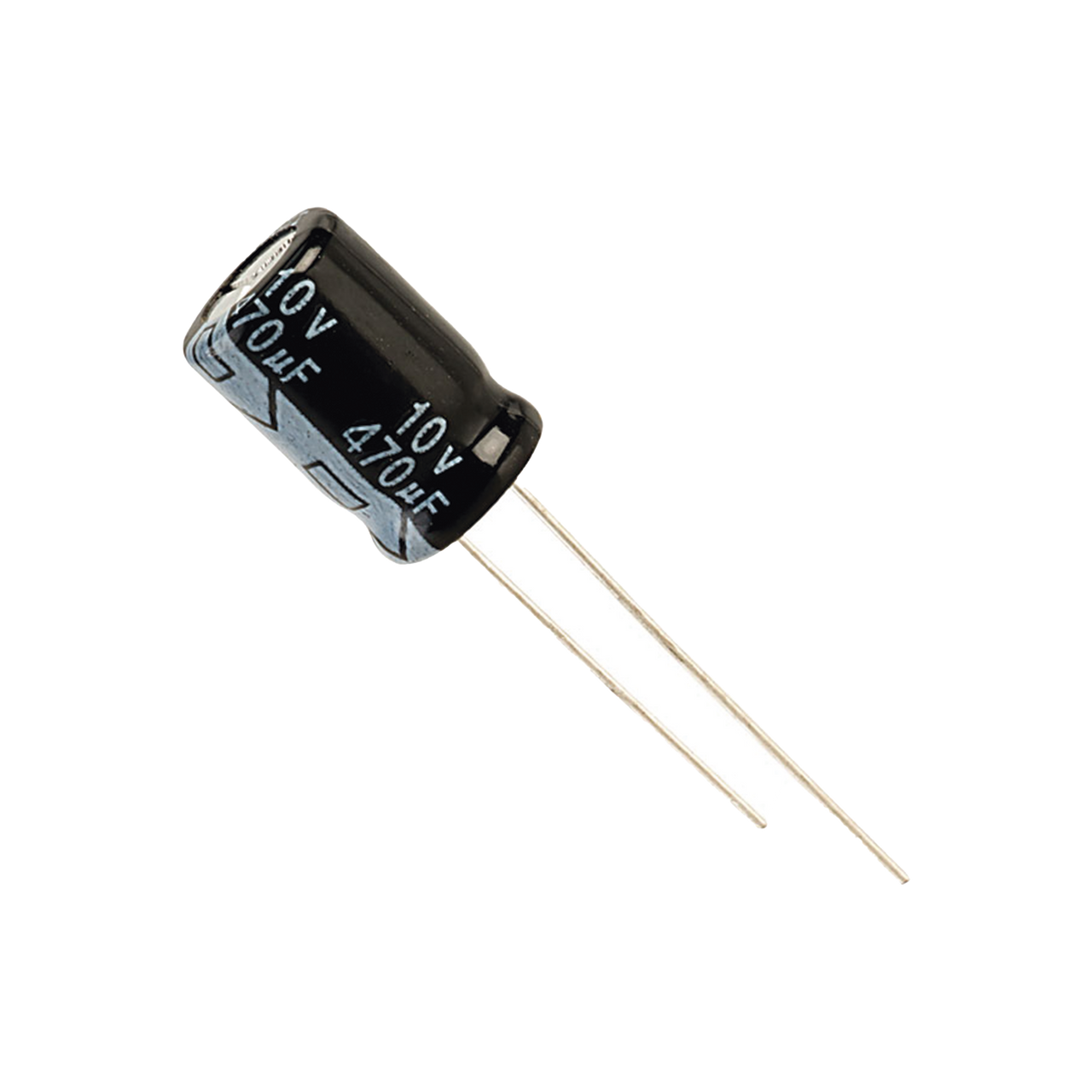 0470M0010V Capacitor Electrolítico de Aluminio, Radial de 470 µFd, 10 Vcc, 105 °C, 6.3 x 11 mm.