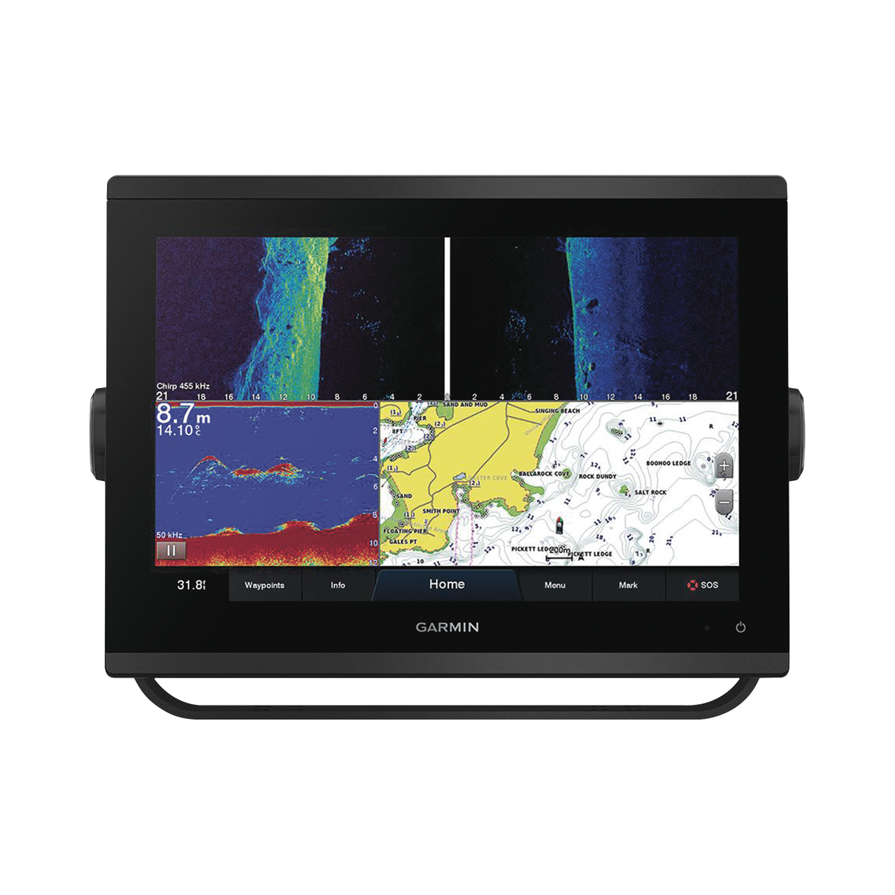 10-02367-02 Plotter de Navegación Garmin / Pantalla Táctil WXGA 12.1 / Resolución 1280x800 / GPS-GLONASS-Galileo / Compatible con NMEA 2000 y 0183 / Sonda CHIRP Integrada / ClearVü y SideVü / IPX7 / Alimentación 10-32 Vdc