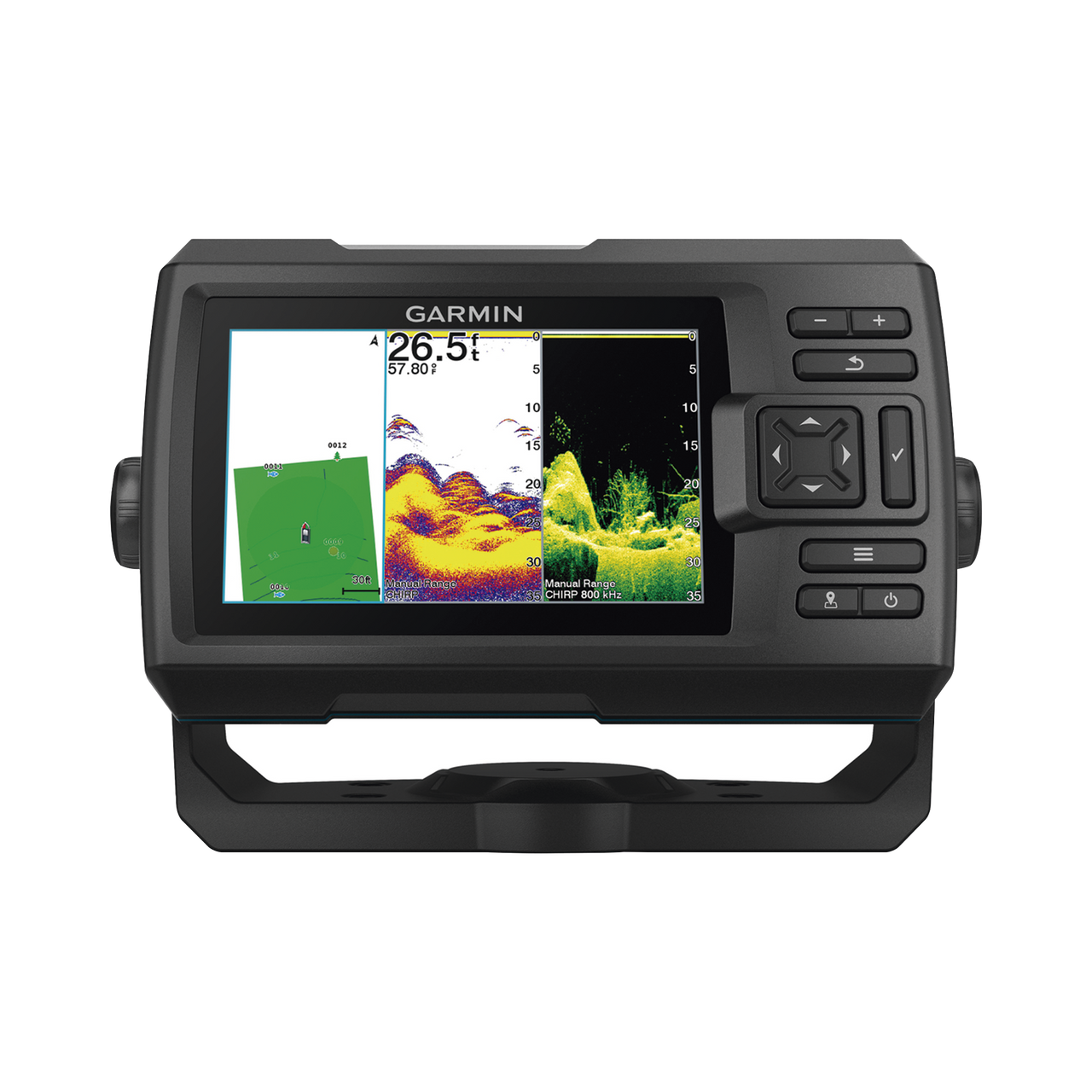 10-02551-01 Fishfinder GPS / Pantalla WVGA a Color 5.0 / Resolución 800x480 píxeles / Receptor GPS Integrado / Sonda Tradicional Frecuencia Dual / ClearVü / Potencia de Transmisión 500 W (RMS) / IPX7 / Quickdraw Contours