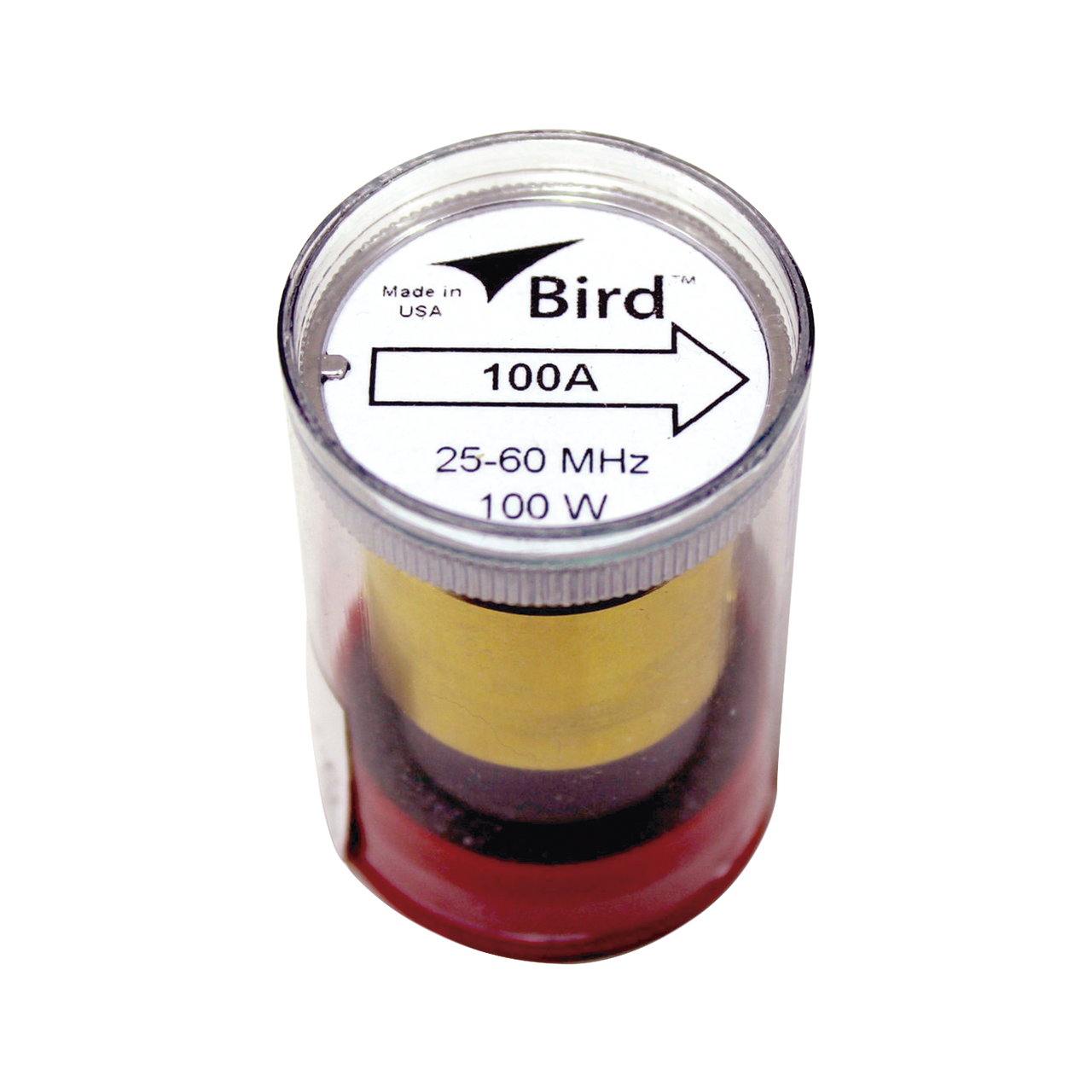 100A Elemento de 100 Watt en Línea 7/8 para Wattmetro BIRD 43 en Rango de Frecuencia de 25 a 60 MHz.