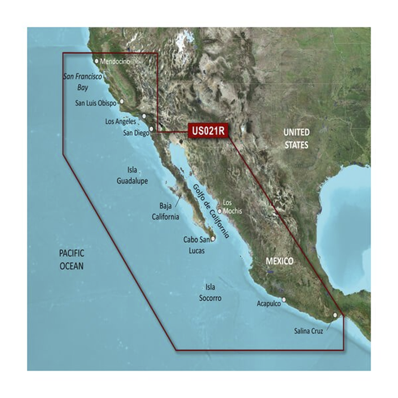 10-C0722-00 Mapa VUS021R US, Mendocino, Salina Cruz y costas mexicanas.