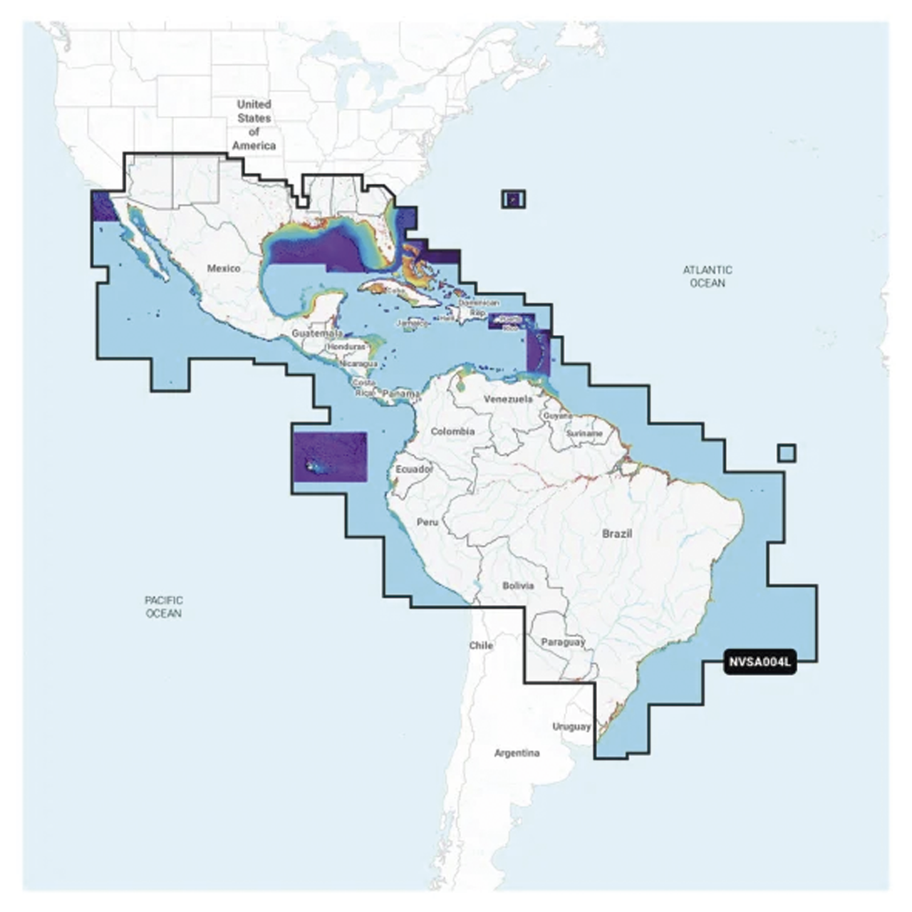 010-C1285-00 Cobertura Marítima / Costa de México, Centroamérica y Brasil / Incluye Golfo de EE. UU. y Costa Oriental / Bermudas, Bahamas, Cuba, Puerto Rico / Islas Vírgenes, Jamaica, Canal de Panamá / Costa Occidental de Sudam&eacut
