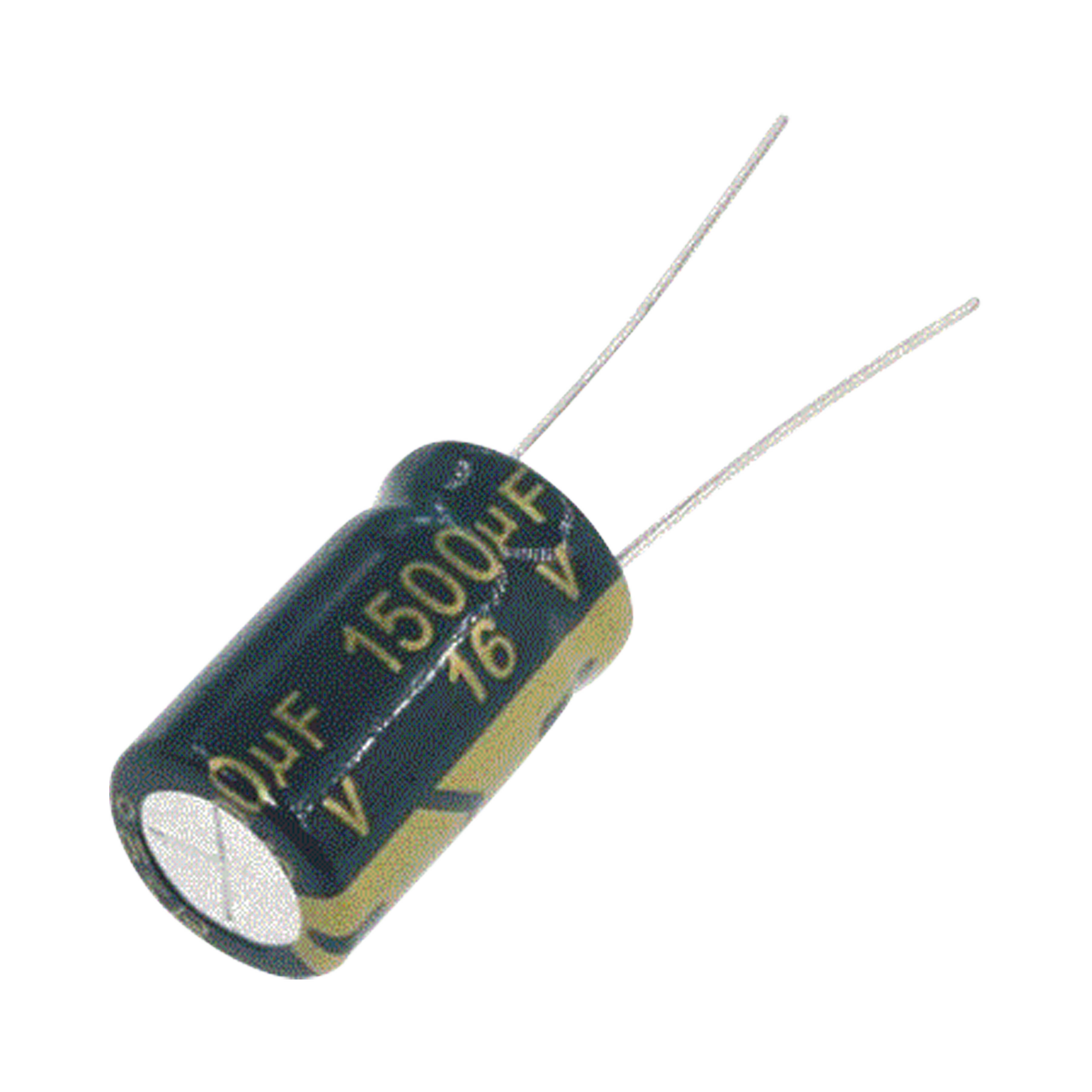 1500MF0016V Capacitor Electrolítico de Aluminio, Radial de 1500 µFd, 16 Vcc, 105 °C, 10 x 20 mm.