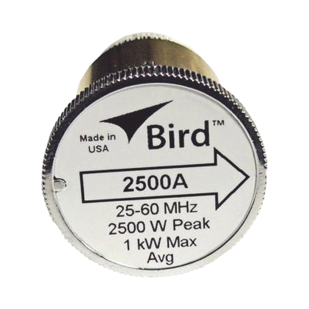 2500A Elemento de Potencia en linea 7/8 a 2500 Watt para Wattmetro BIRD 43 en el Rango de Frecuencia de 25 a 60 MHz