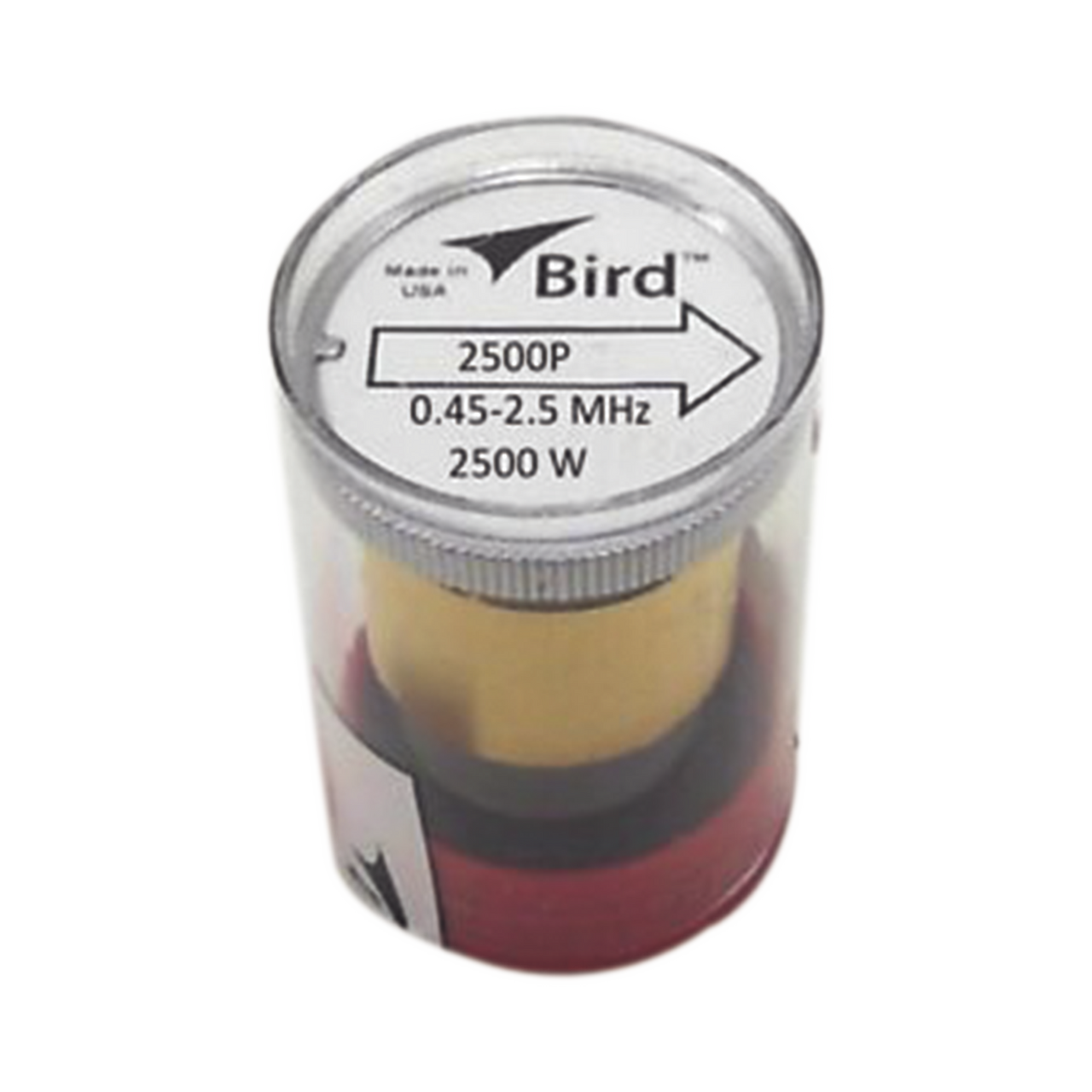 2500P Elemento en línea 7/8 de 2500 W. para Wattmetro BIRD 43 en Rango de Frecuencia de 0.45 a 2.5 MHz.
