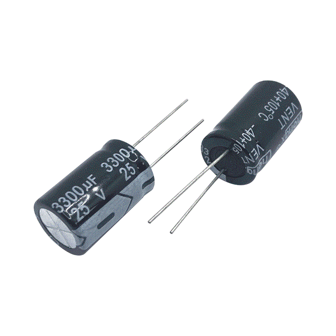 3300MF25V Capacitor Electrolítico de Aluminio, Radial de 3300 µFd, 25 Vcc, 105 °C, 18 x 25 mm.