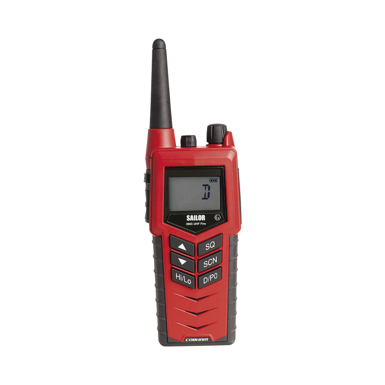 403965A00500 Radio Portátil SAILOR 3965 UHF para Bomberos / Aprobado MED y ATEX / Cumple SOLAS Capítulo II-2 / Resistente a Explosiones / Batería de Emergencia No Recargable / Integración con Accesorios SAILOR y de Terceros