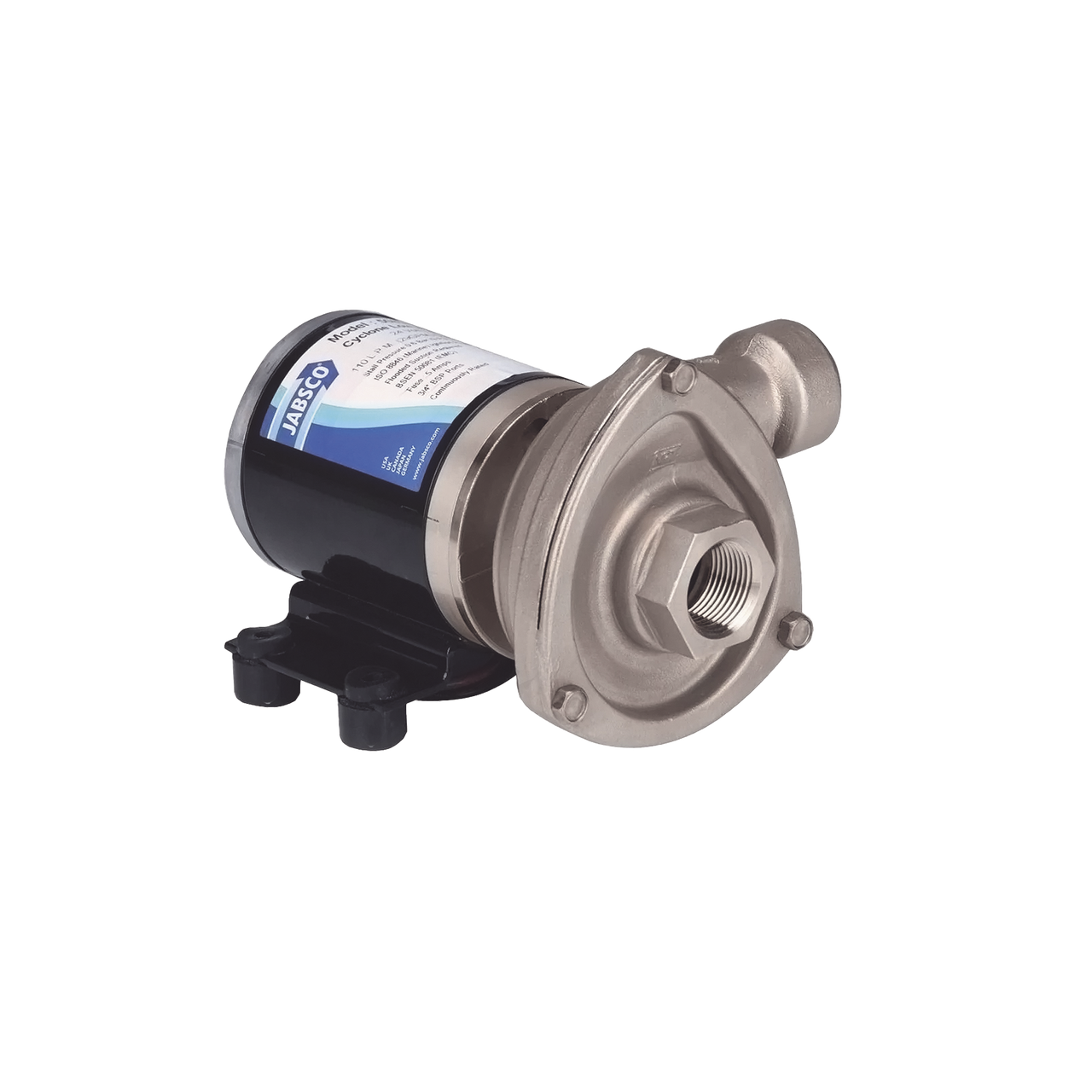 50840-0012 Bomba centrifuga Cyclone de baja presión a 12 Vcd, caudal de hasta 29 GPM, presión máxima de 8.7 psi, en acero inoxidable.