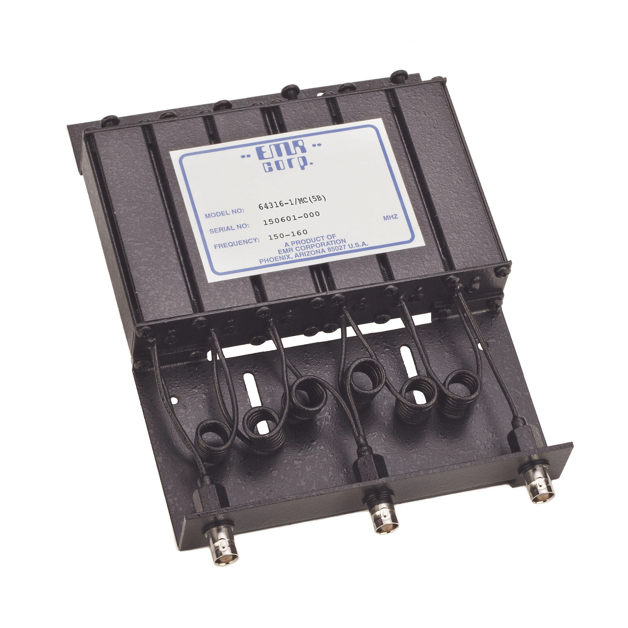 64316-1/MC(5B) Duplexer Compacto de Rechazo de Banda, 150-160 MHz, 4.6 a 6 MHz Sep. Tx-Rx, 50 Watt, BNC Hembra.