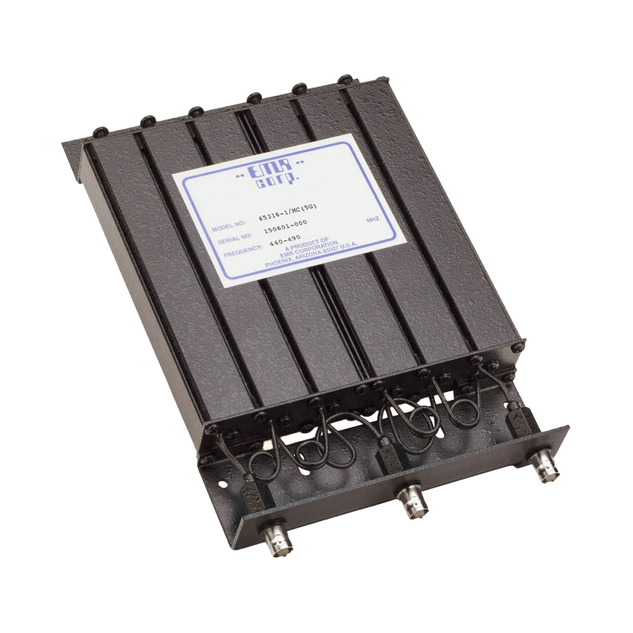 65316-1/MC(5G) Duplexer Compacto de Rechazo de Banda, 440-490 MHz, 4.6 a 6 MHz Sep. Tx-Rx, 50 Watt, BNC Hembra.