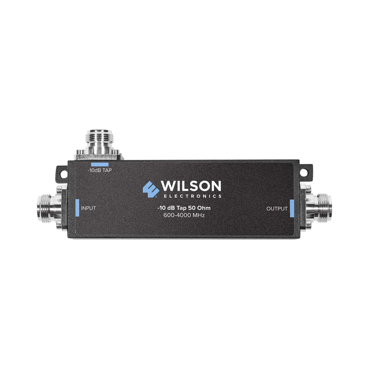 859-120 Separador TAP -10 dB con rango de frecuencia de 575 a 6000 MHz. Ideal para separar la antenas a diferentes longitudes de cable coaxial. 50 Ohm con conectores N Hembra.