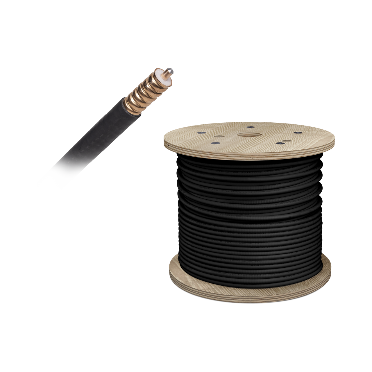 952-006 Carrete de cable coaxial corrugado de baja perdida WILSON de 1/2. 50 Ohm de impedancia. Carrete de 152.4 m