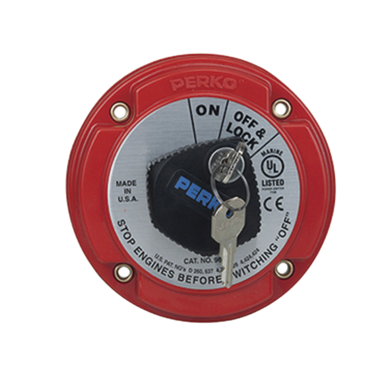 9602DP Switch Selector de Batería On / Off de Servicio Mediano, con Bloqueo por Llave para Sistemas Eléctricos Marinos