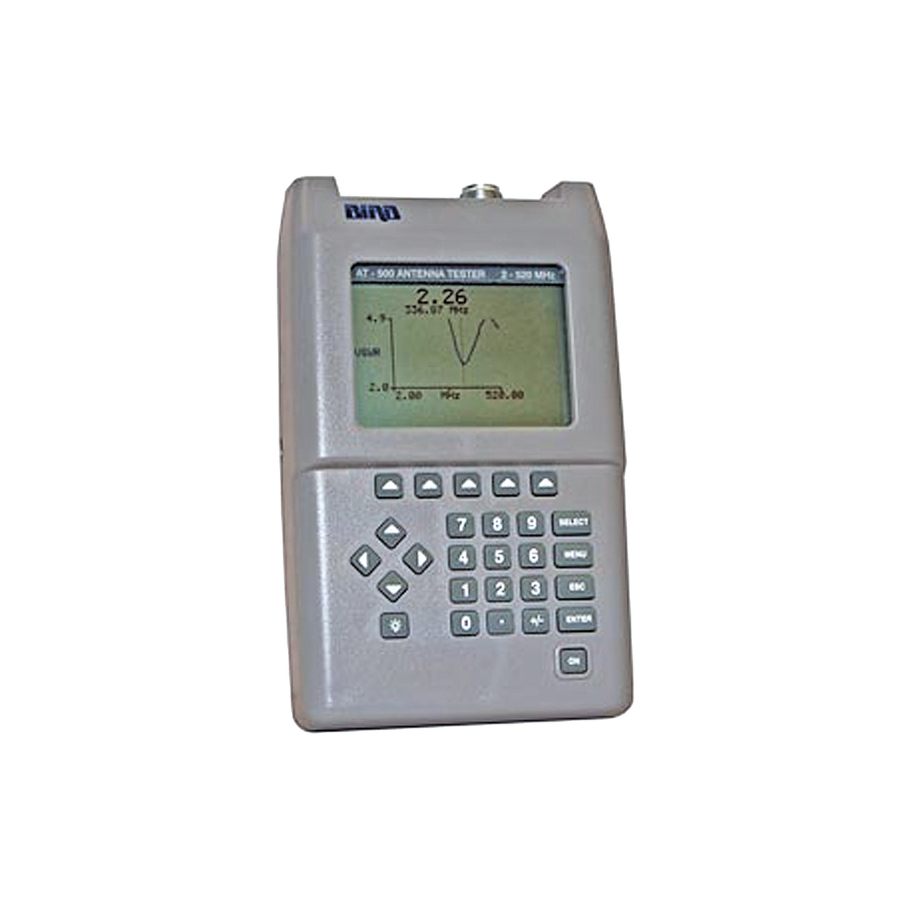 AT-500 Probador de Antenas Gráfico de uso Rudo, Portátil de 5-520 MHz, Resolución de 20 kHz, Perdida por Retorno, VSWR, Coeficiente de Reflexión (Rho), RS-232.