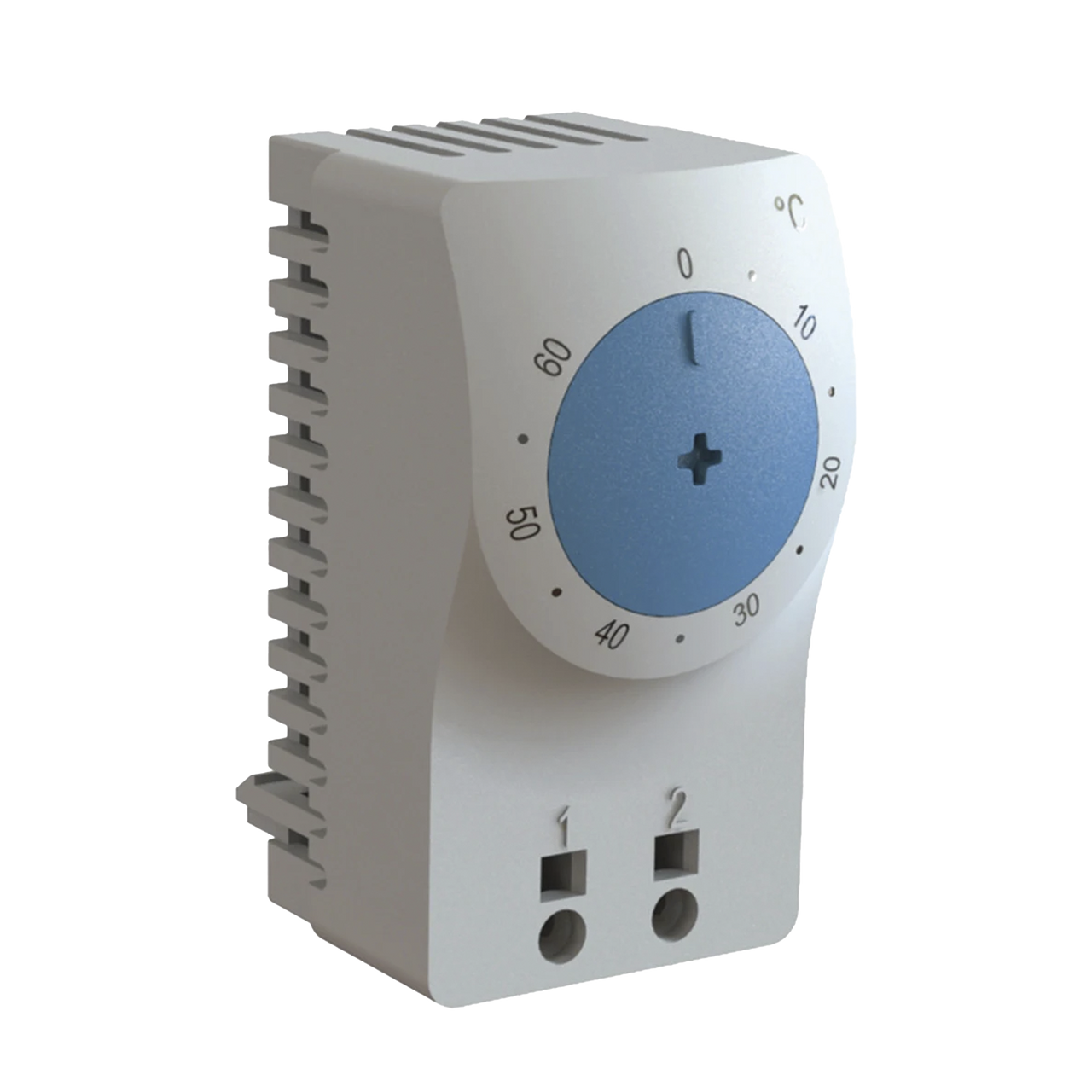 ATEMNOF Termostato/Interruptor Para Control de Temperatura en Grados Fahrenheit, Para Uso con Ventiladores, Con Terminales de Conexión, y Clip para Riel Din de 35 mm, Color Gris Claro