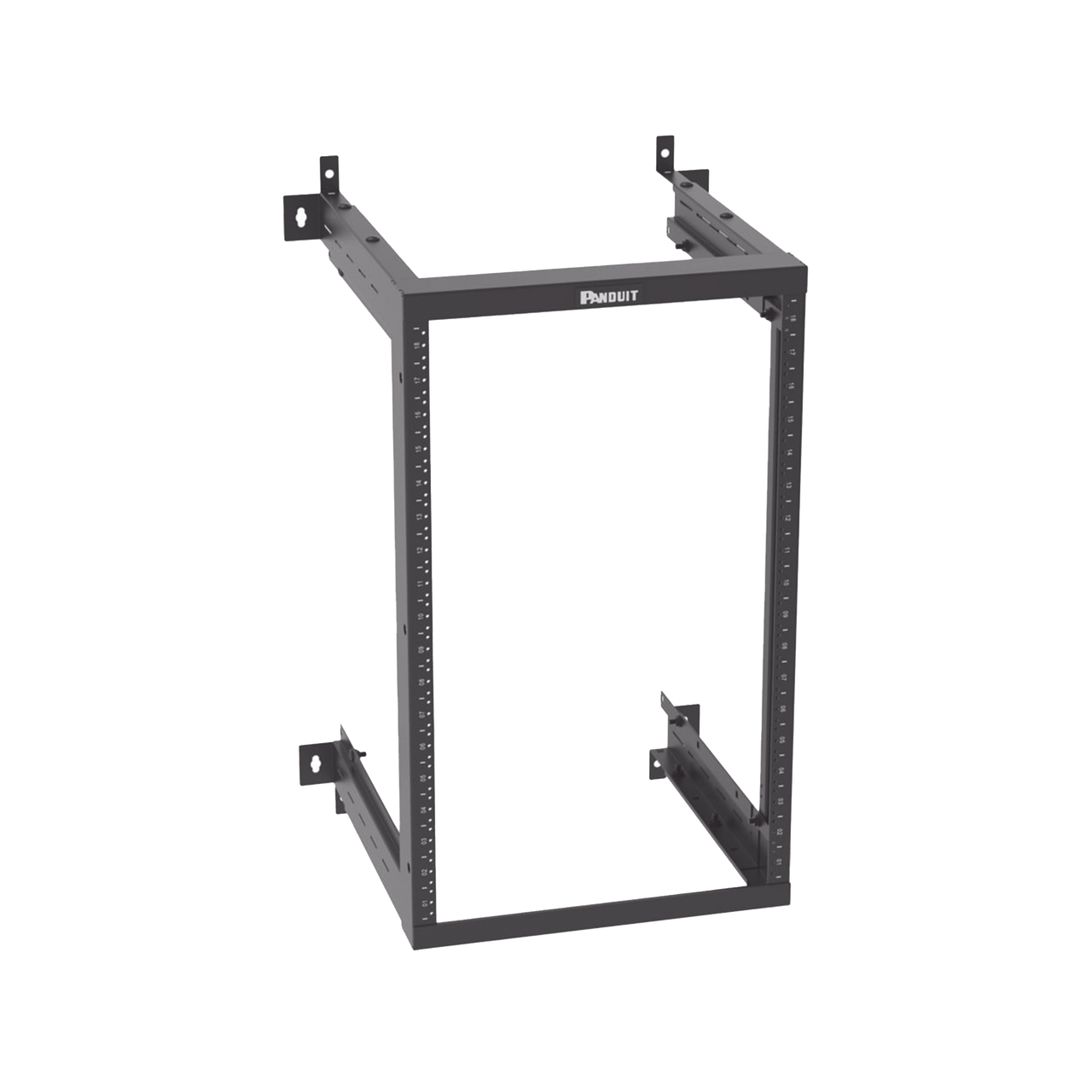 AWMR18 Rack PanZone® de Montaje en Pared, de 19in, Profundidad Ajustable, Rieles Numerados y Roscados #12-24, 18 UR, Color Negro