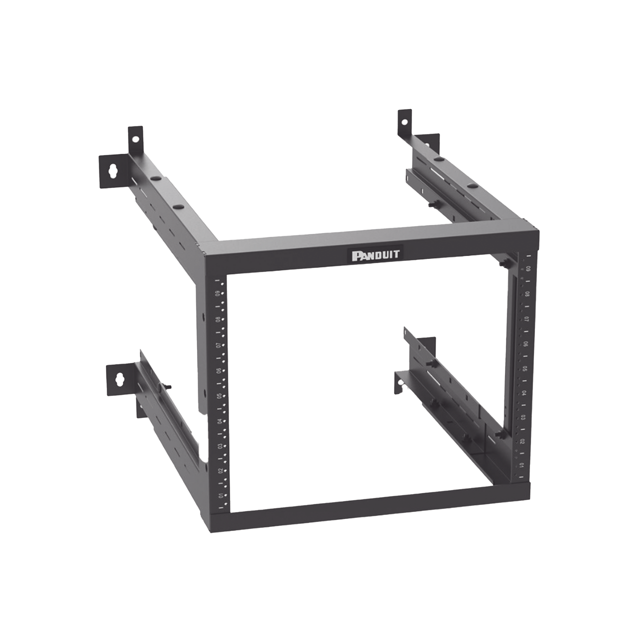AWMR9 Rack PanZone® de Montaje en Pared, de 19in, Profundidad Ajustable, Rieles Numerados y Roscados #12-24, 9 UR, Color Negro