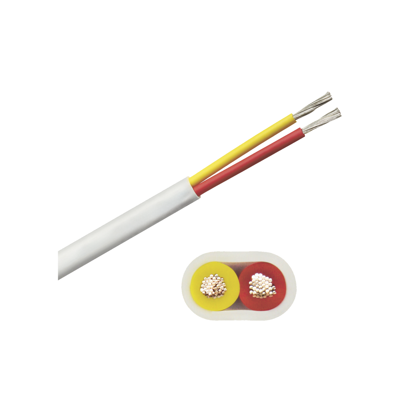 B7W14T-20-500 Rollo de cable plano grado marino calibre 14, de 2 conductores (rojo y amarillo) de 500 pies (152.4 m). de 2 conductores (rojo y amarillo)