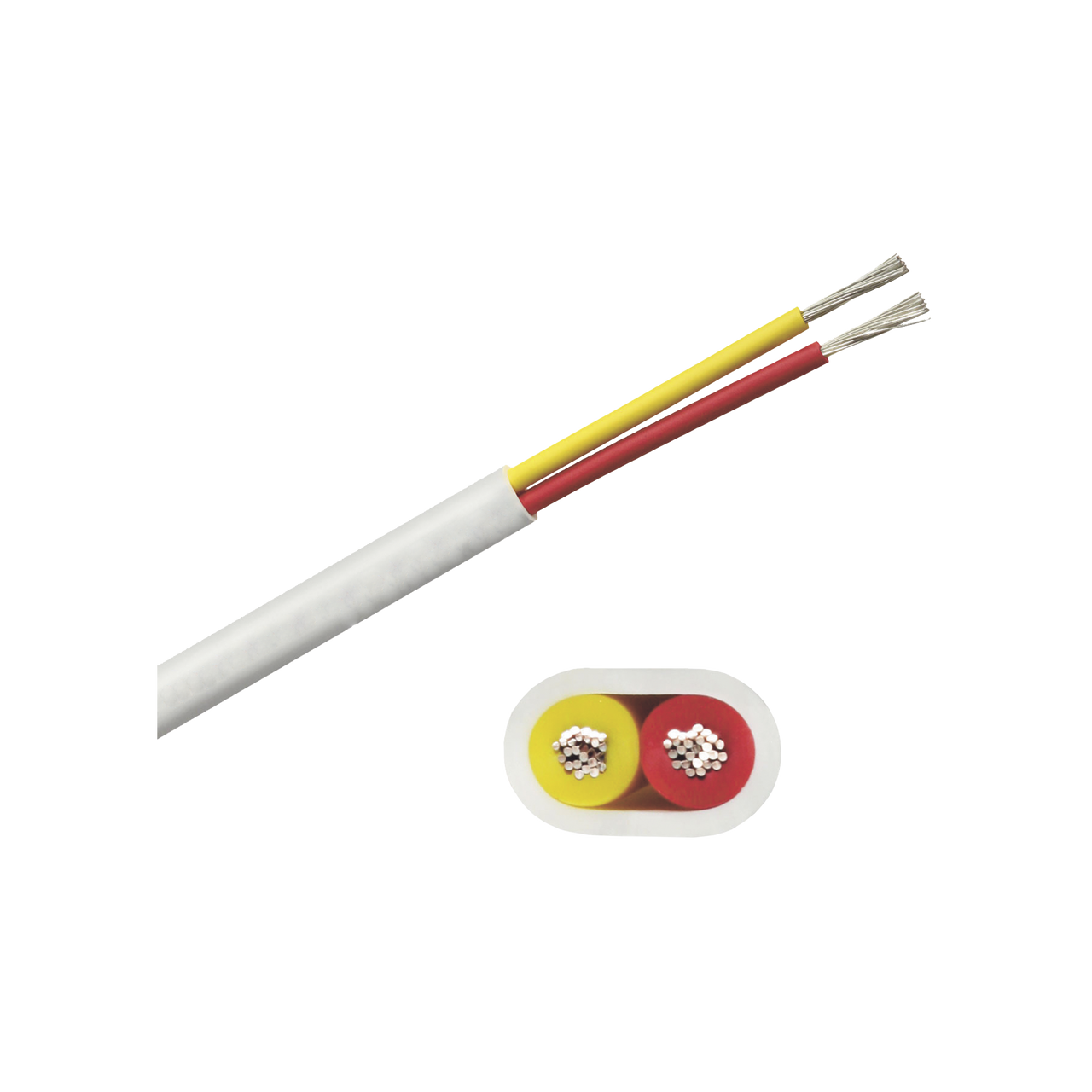 B7W16T-20-100 Rollo de cable plano grado marino calibre 16, de 2 conductores (rojo y amarillo) de 100 pies (30.48 m).