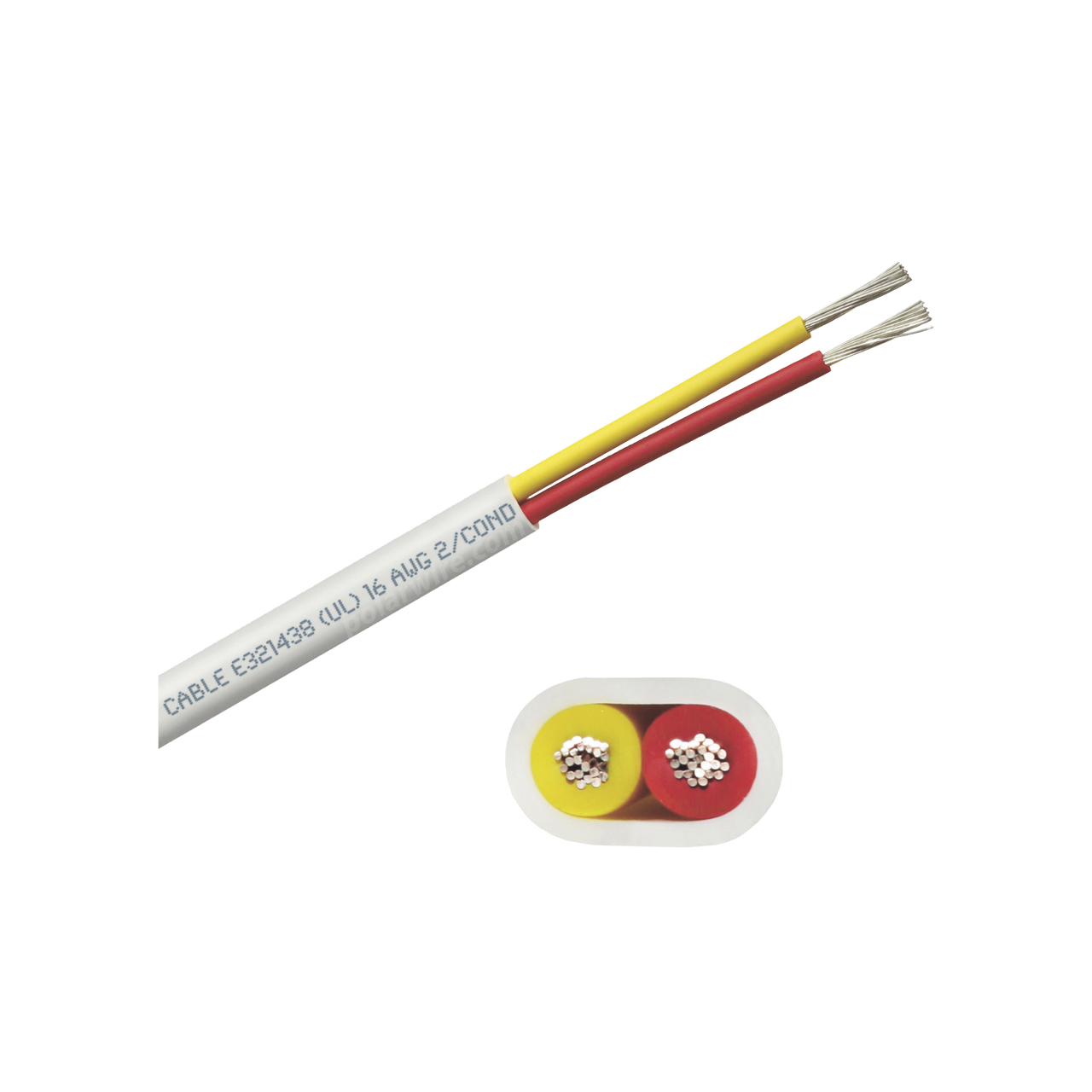 B7W16T-20-250 Rollo de cable plano grado marino calibre 16,  de 2 conductores (rojo y amarillo) de 250 pies (76.2 m).