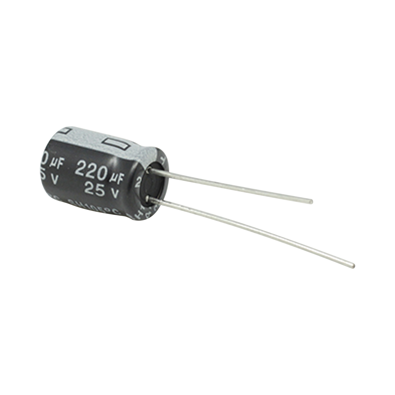 CE220/25V Capacitor Electrolítico de Aluminio, Radial de 220 µFd, 25 Vcc, 105 °C, 8 x 11 mm, .