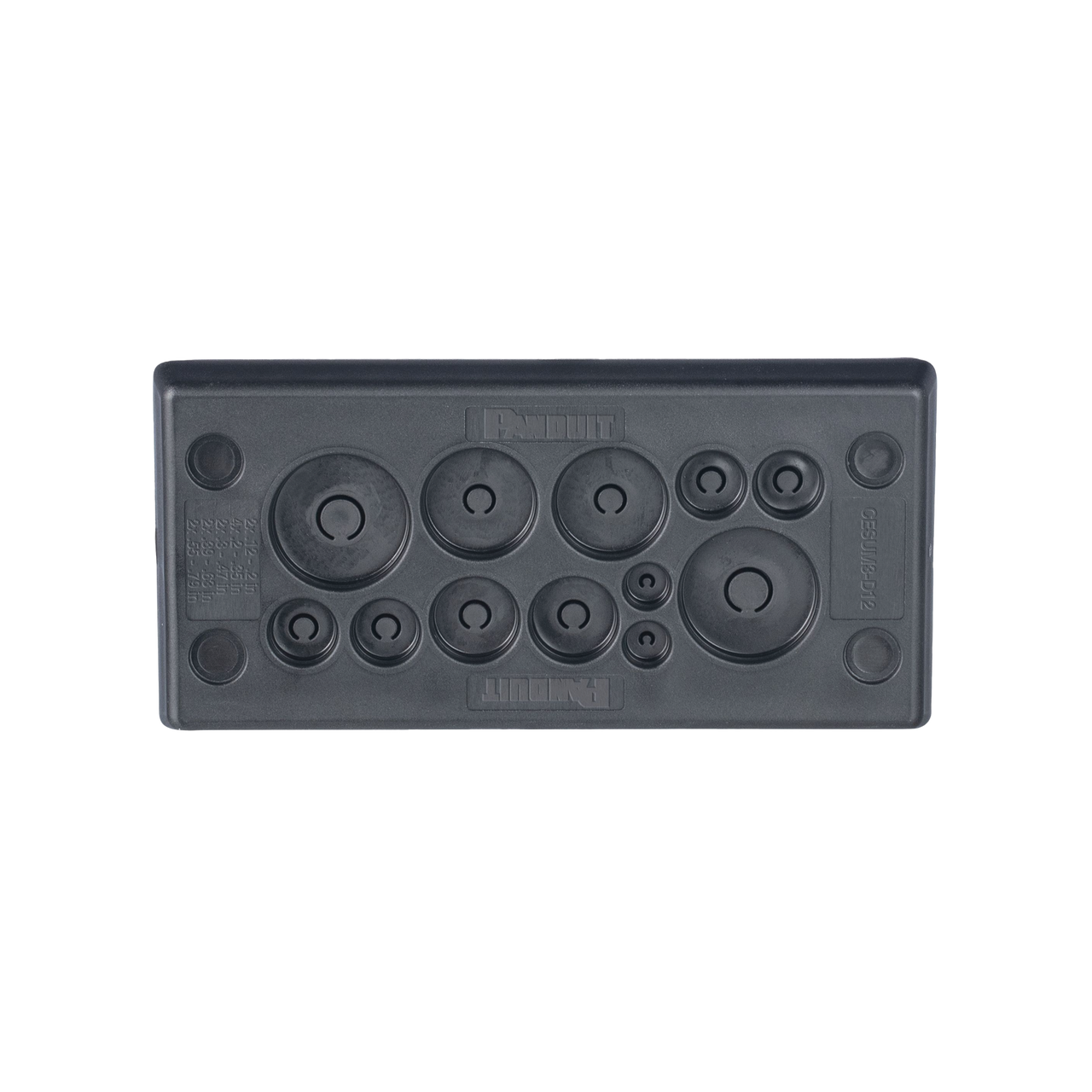 CESUM3-D12 Pasacables Rectangular de Membrana, IP66, 3.39 x 1.42, 12 orificios, para Cables no Terminados. Color Negro
