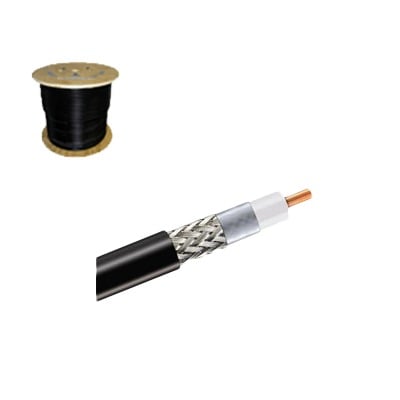 CNT-400/1000 Cable coaxial 90% de blindaje, certificación RoHS, conductor de cobre revestido de aluminio, 50 Ohms, Carrete de 300 m