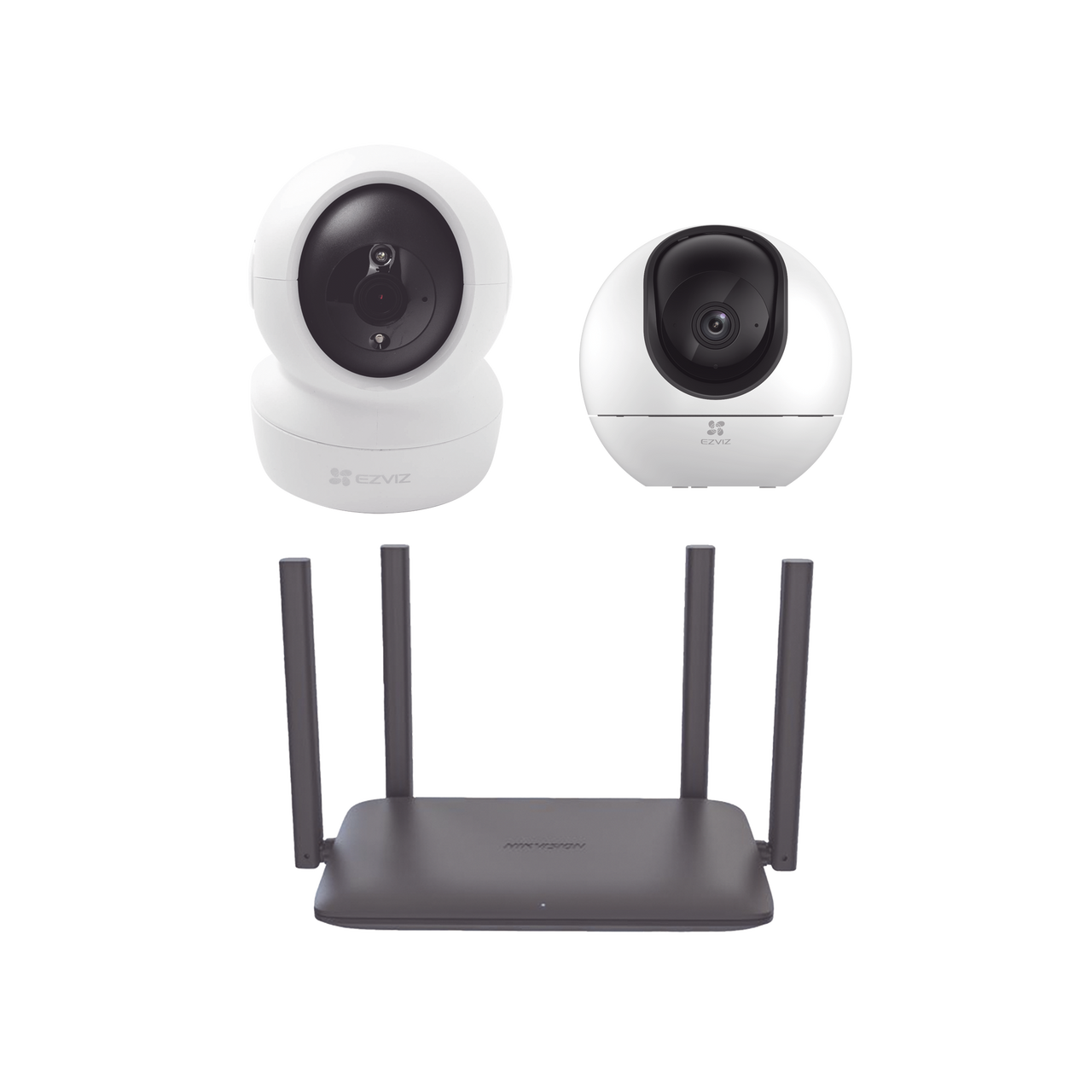 CS-H6-C6N/KR Kit de Camaras Wi-Fi Para Interior, Incluye 1 pieza CS-H6 / 1 Pieza C6N / 1 Pieza de Router DS-3WR15X / Seguimiento Inteligente / Ranura para Memoria / Audio de Dos Vías / Wifi 6 / 4 Puertos 1000 Mbps