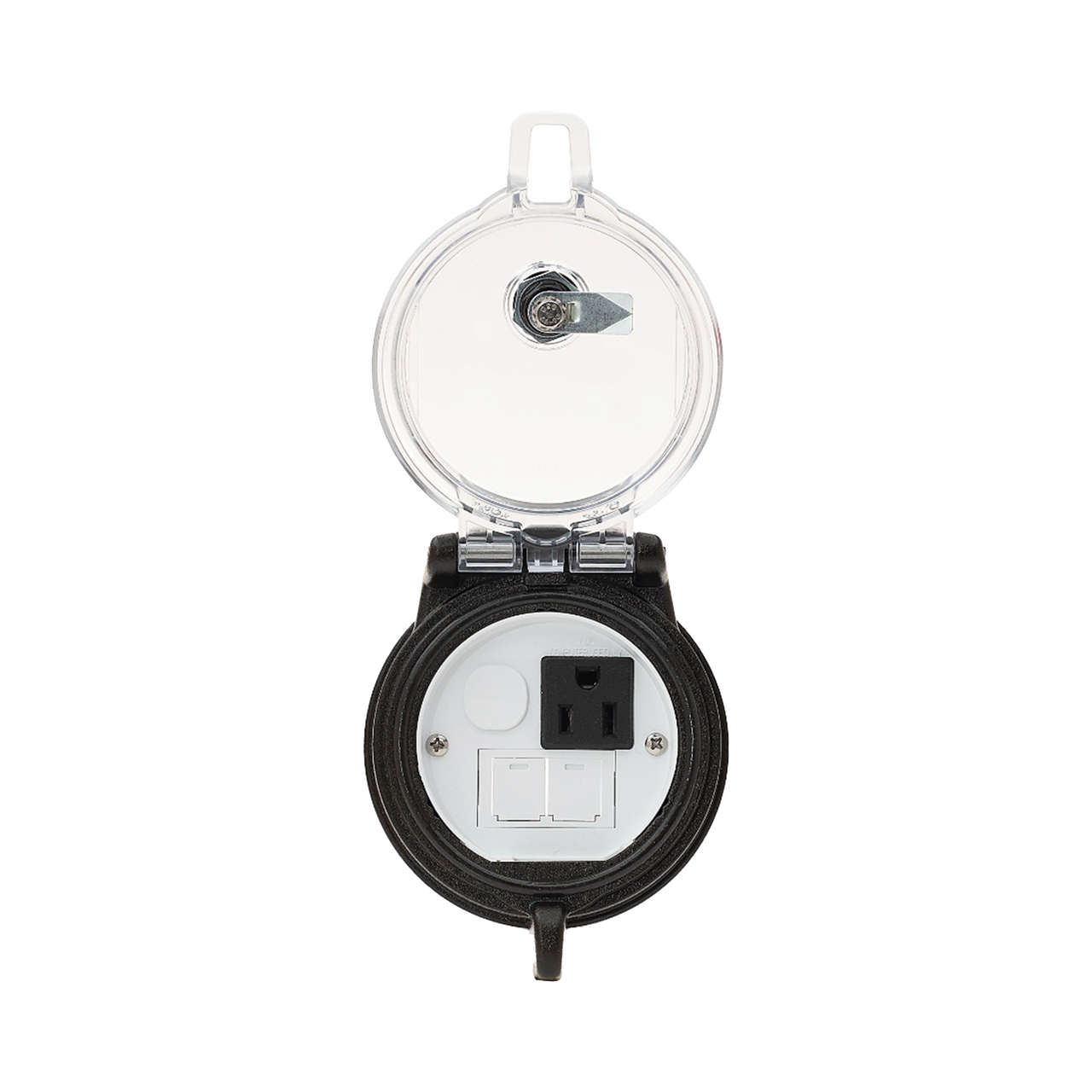 DAP3BC-S0 Dispositivo Circular de Puertos de Acceso a Datos, Con Dos Espacios Para Módulos Mini-Com y Un Receptáculo NEMA 5-15R, Protección IP66, de 3 de Diámetro