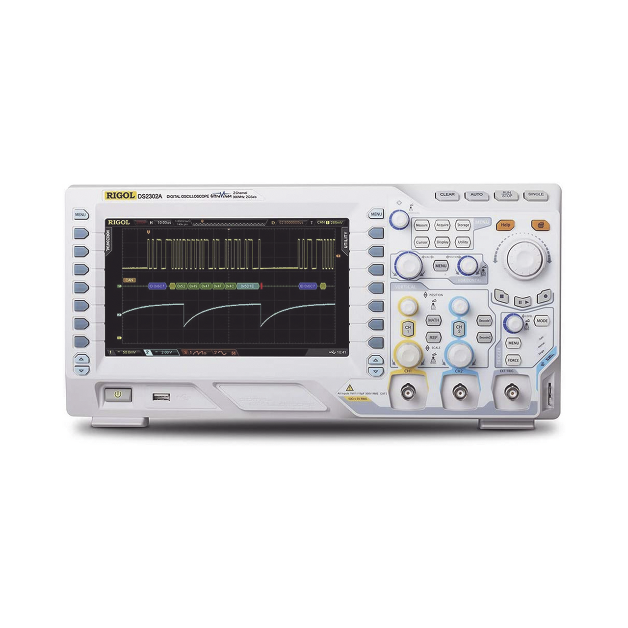 DS2302A Osciloscopio Digital RIGOL de 2 Canales Análogos, 300 MHz de Ancho de Banda Análoga, Vel. de Muestreo-Tiempo Real de 2 GS/s, Base de Tiempo (min.) de 1 ns/div.