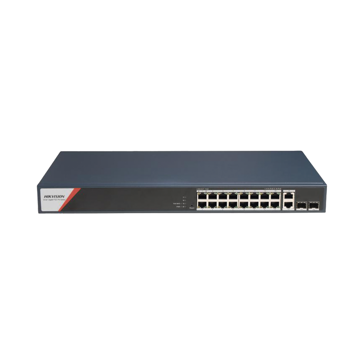 DS-3E1520HP-SI-16P2T2F Switch Gigabit PoE+ / Administrable / 16 Puertos 1000 Mbps PoE+ (4 Puertos PoE++ 90 W) / 2 Puertos 1000 Mbps de Uplink / 2 Puertos SFP / Configuración Nube Hik-PartnerPro / Modo Extendido hasta 300 Metros / 230 W