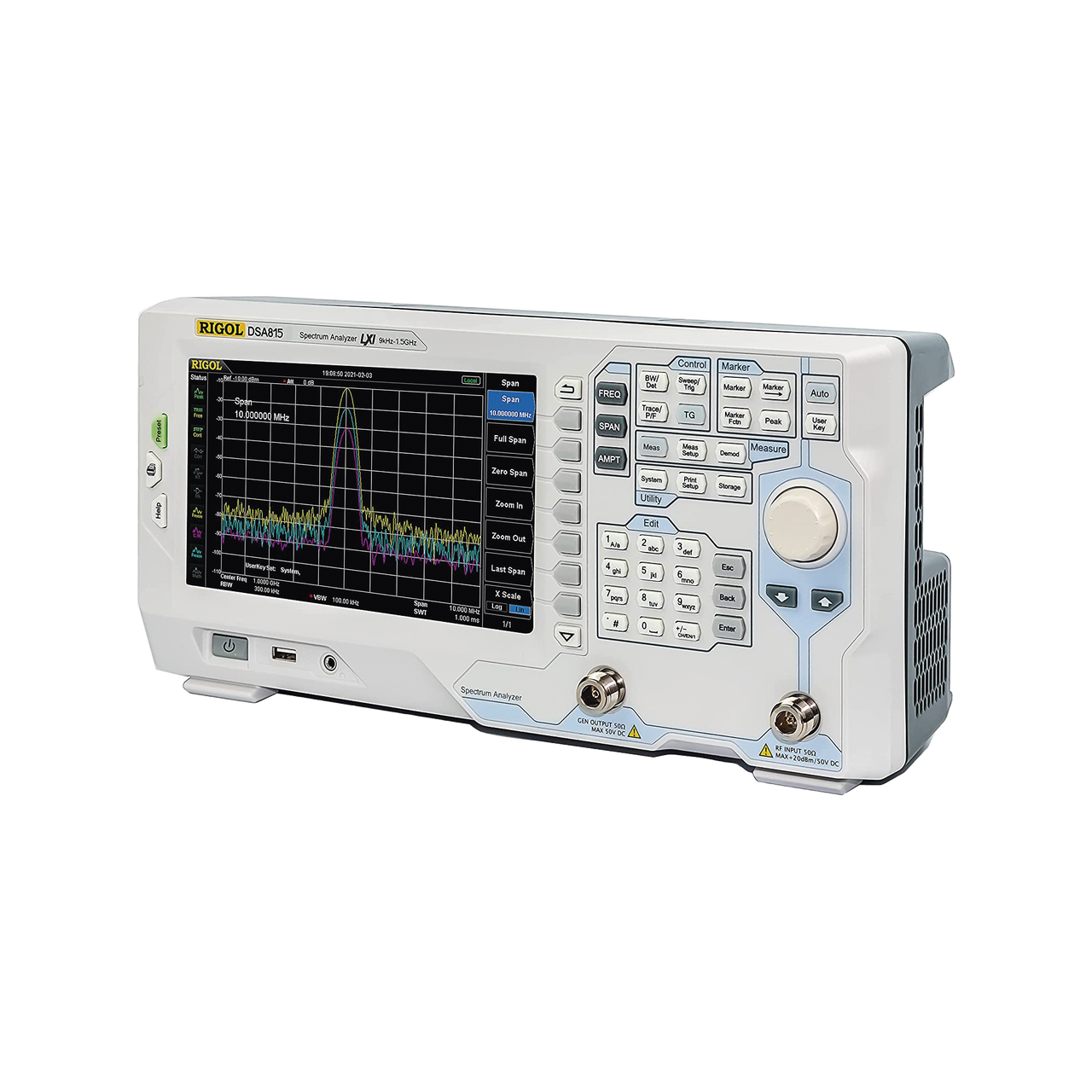 DSA815-TG Analizador de Espectro de 9 kHz a 1.5 GHz con Preamplificador y Tracking Generator.