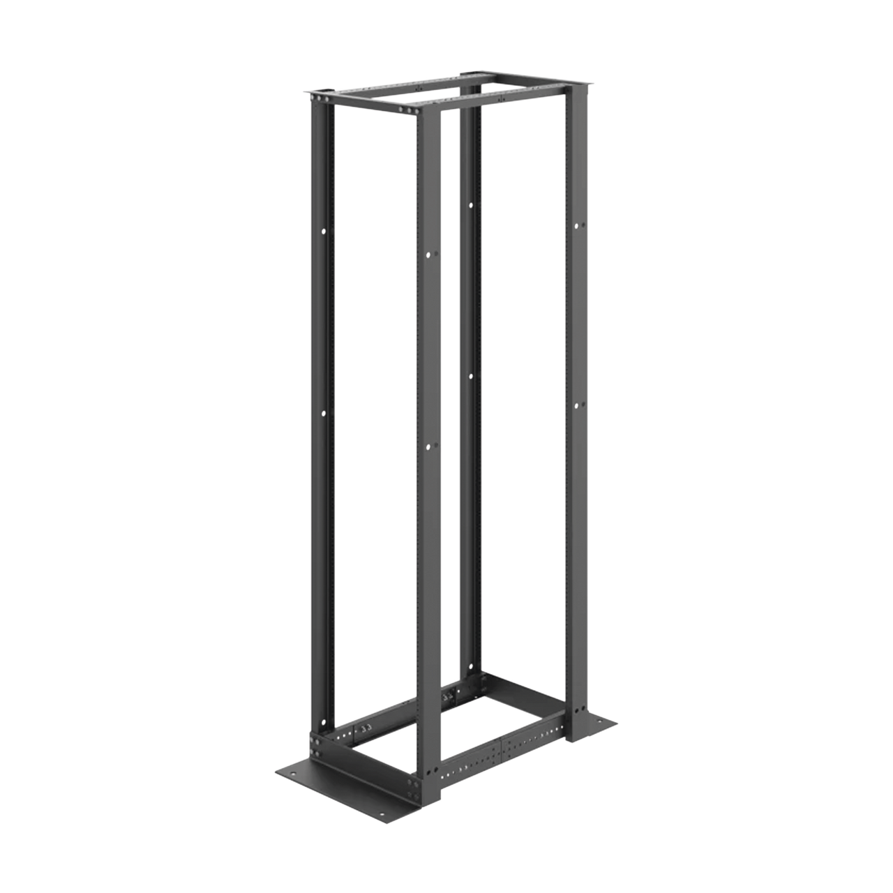 E4DR19FM45U Rack de Cuatro Postes Estándar de 19, Rieles Numerados y Roscados #12-24, Profundidad Ajustable de 450 a 1050 mm, 45 Unidades de Rack, Color Negro