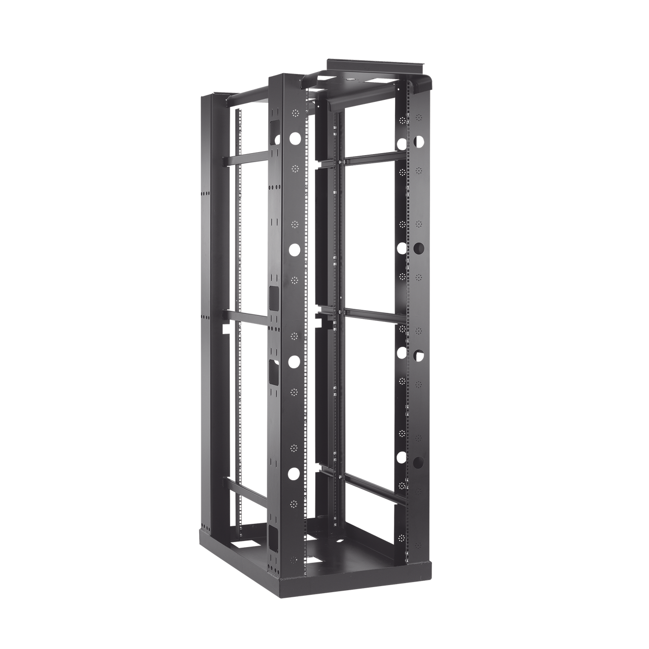 E4SDR19FM45U Rack de 4 Postes Sísmico, Estándar de 19 in, Rieles Con Orificio Para Tuerca Enjaulada, Fabricado en Acero, 45 Unidades de Rack, Color Negro