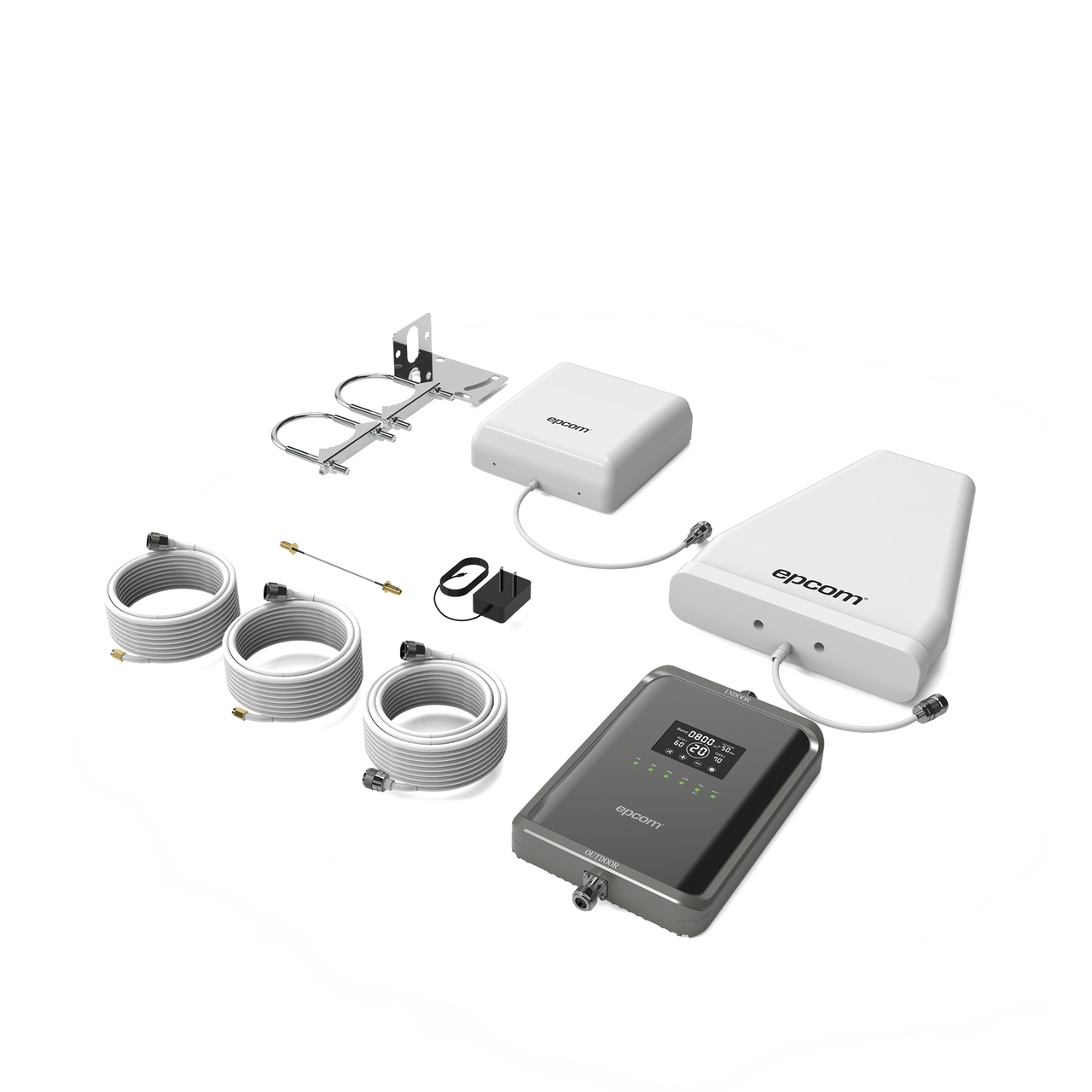 EP-5G-PBS Kit Amplificador de Señal Celular 2G, 3G, 4G y 5G / Mejora llamadas convencionales y VoLTE / Amplifica señal de TELCEL, AT&T, MOVISTAR, BAIT,DiRi y más / Cubre hasta 300 m² con una antena y hasta 600 m² con 2 antenas.