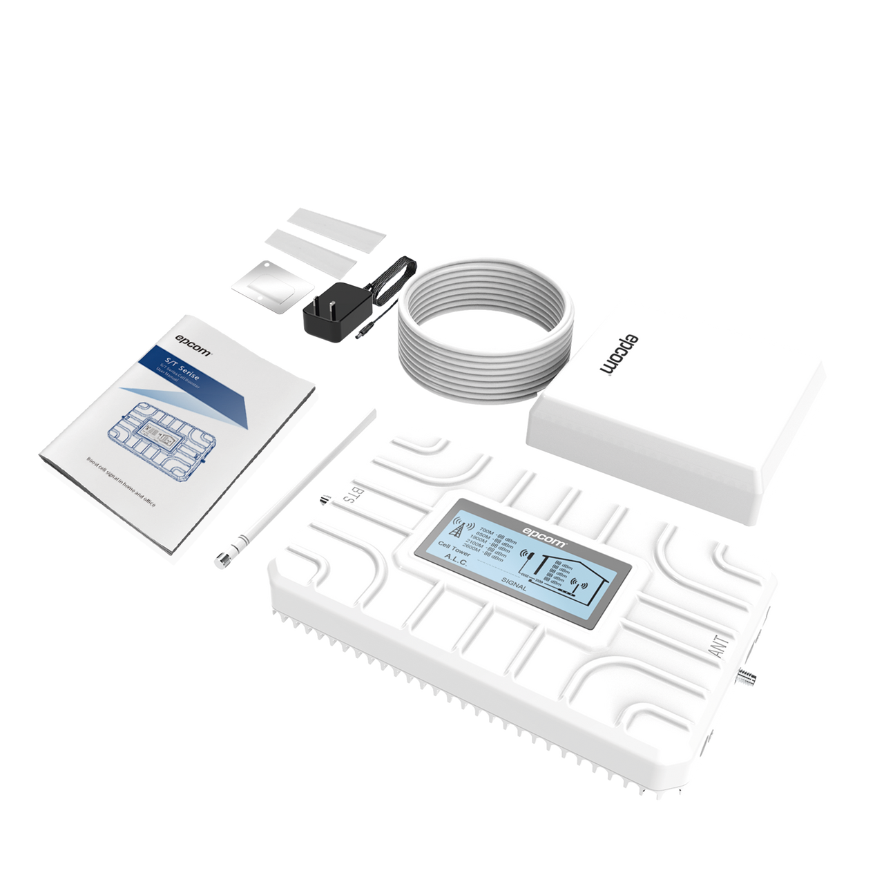 EP-5G-PBT Kit Amplificador de Señal Celular 5G / Penta Banda; B28, B5, B2/25, B4/66 y B7 / Soporta 2G, 3G, 4G y 5G / Compatible con TELCEL, AT&T, MOVISTAR y OMV como Bait, PilloFon y más / Cobertura hasta 200 m2 / Incluye Antenas y Cable de 15 m