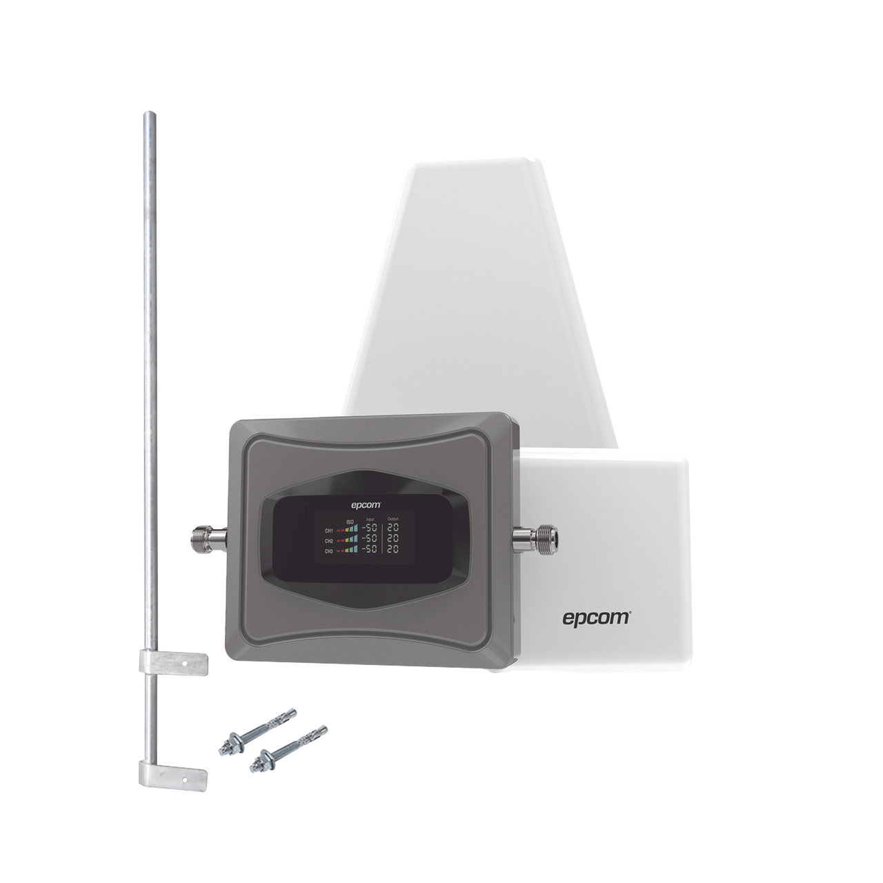 EP-TB-4GV2-CMLP Kit Amplificador de Señal Celular 4G/ Incluye Mástil / Mejora las llamadas convencionales y VoLTE / Soporta datos de tecnologías 2G, 3G y 4G de TELCEL, AT&T y MOVISTAR / Cubre hasta 600 m2.