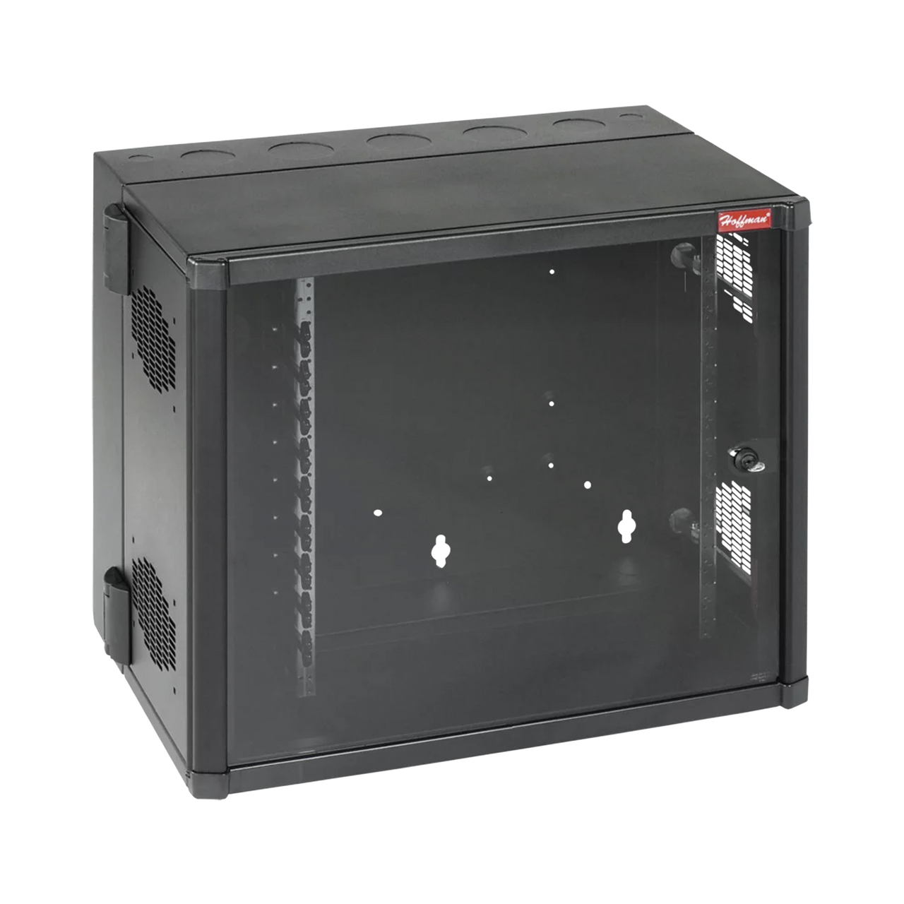 EWMW242825 Gabinete AccessPlus de Montaje en Pared de 19in, Rieles Numerados y Roscados #10-32, Puerta con Ventana de Seguridad, 700 mm de Ancho, 637 mm de Profundidad, 12 UR, Color Negro