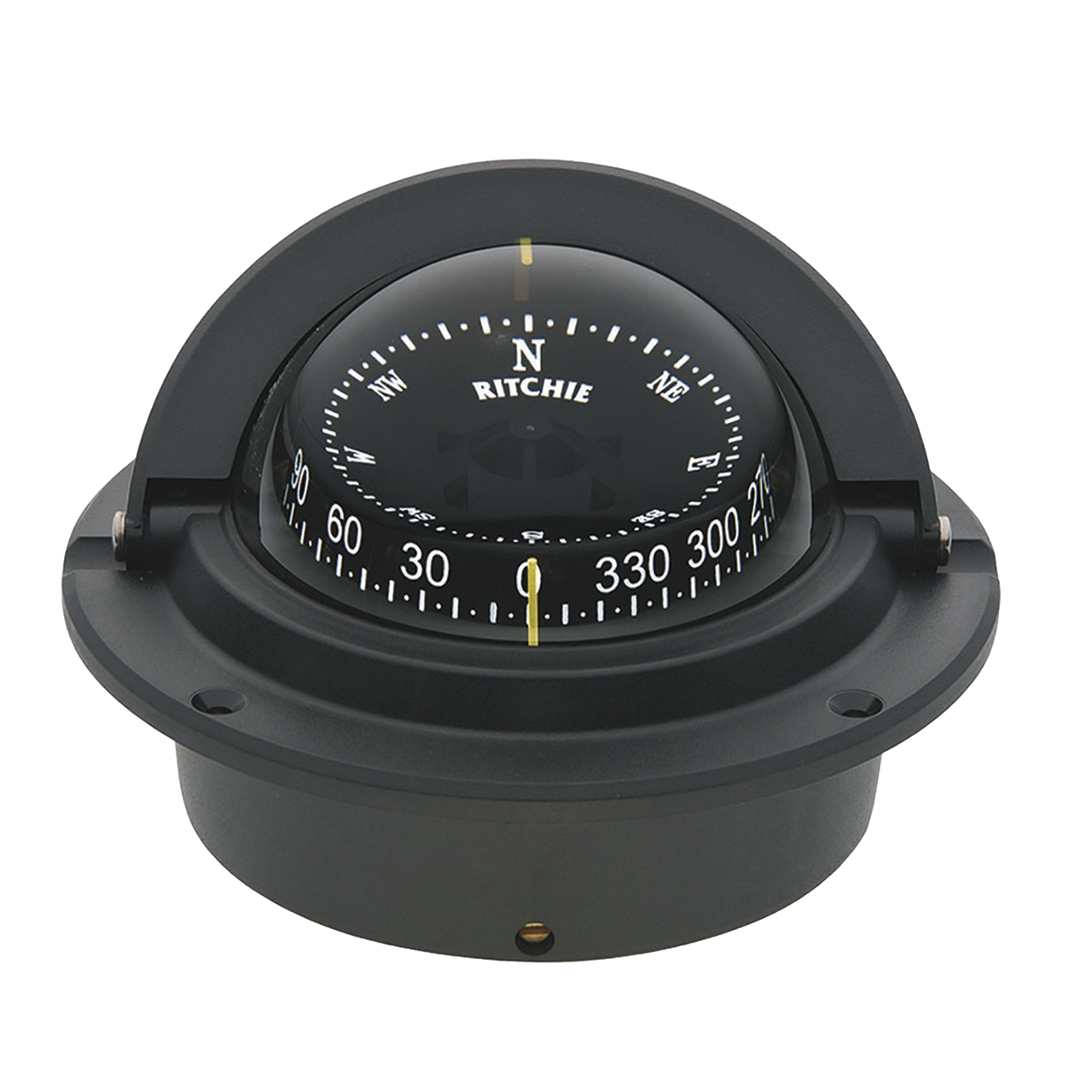 F-83 Brújula serie Voyager en color negro, cuenta con iluminación nocturna color verde.