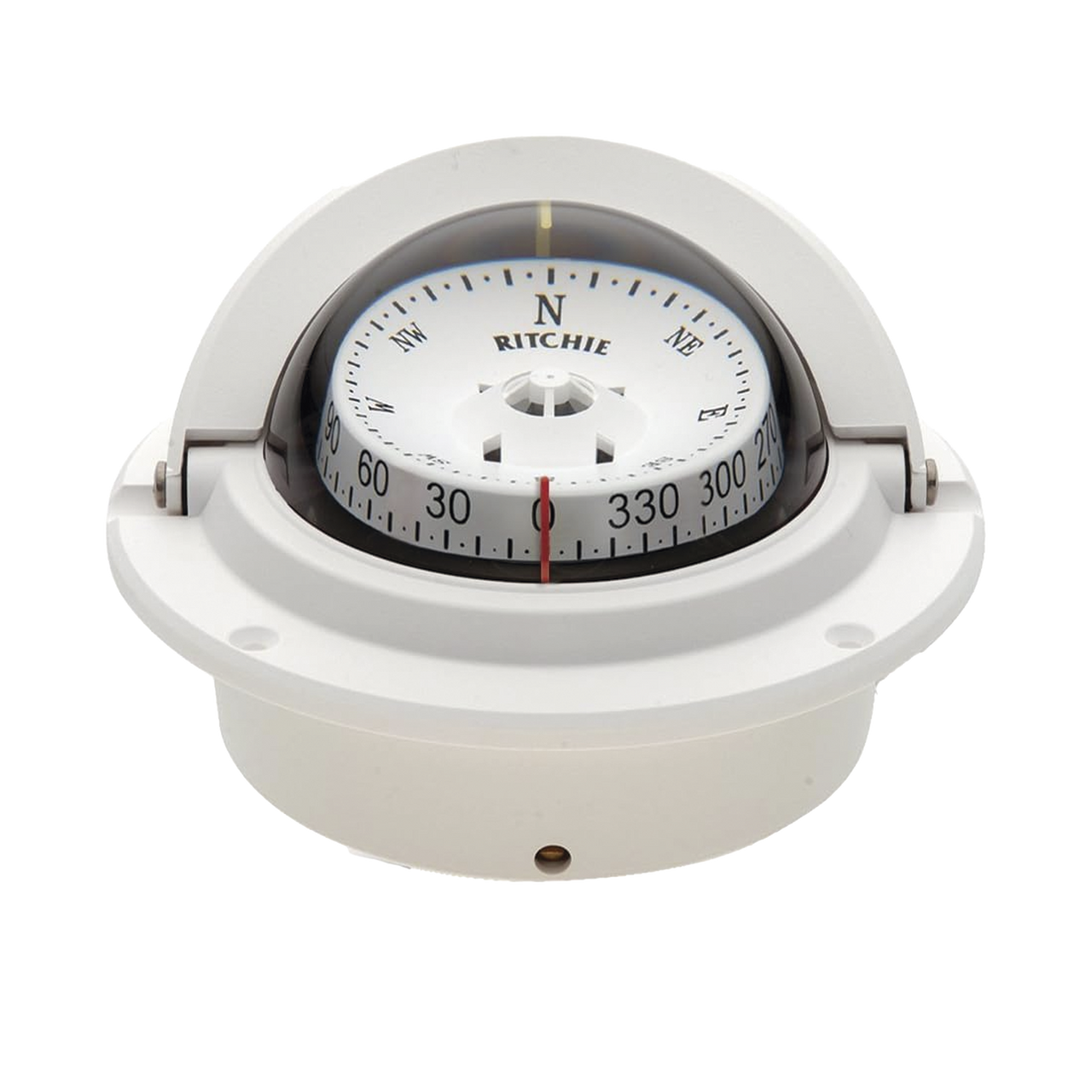 F-83W Brújula serie Voyager en color blanco, cuenta con iluminación nocturna color verde.