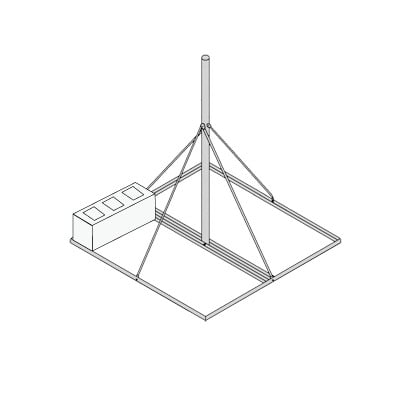 S-BNP-901 Base No Penetrante Base de 0.9 x 0.9 m con Mástil de 1.5 m x 2 diam. Ced.30 para Instalación de Antenas (HOT-DIP).