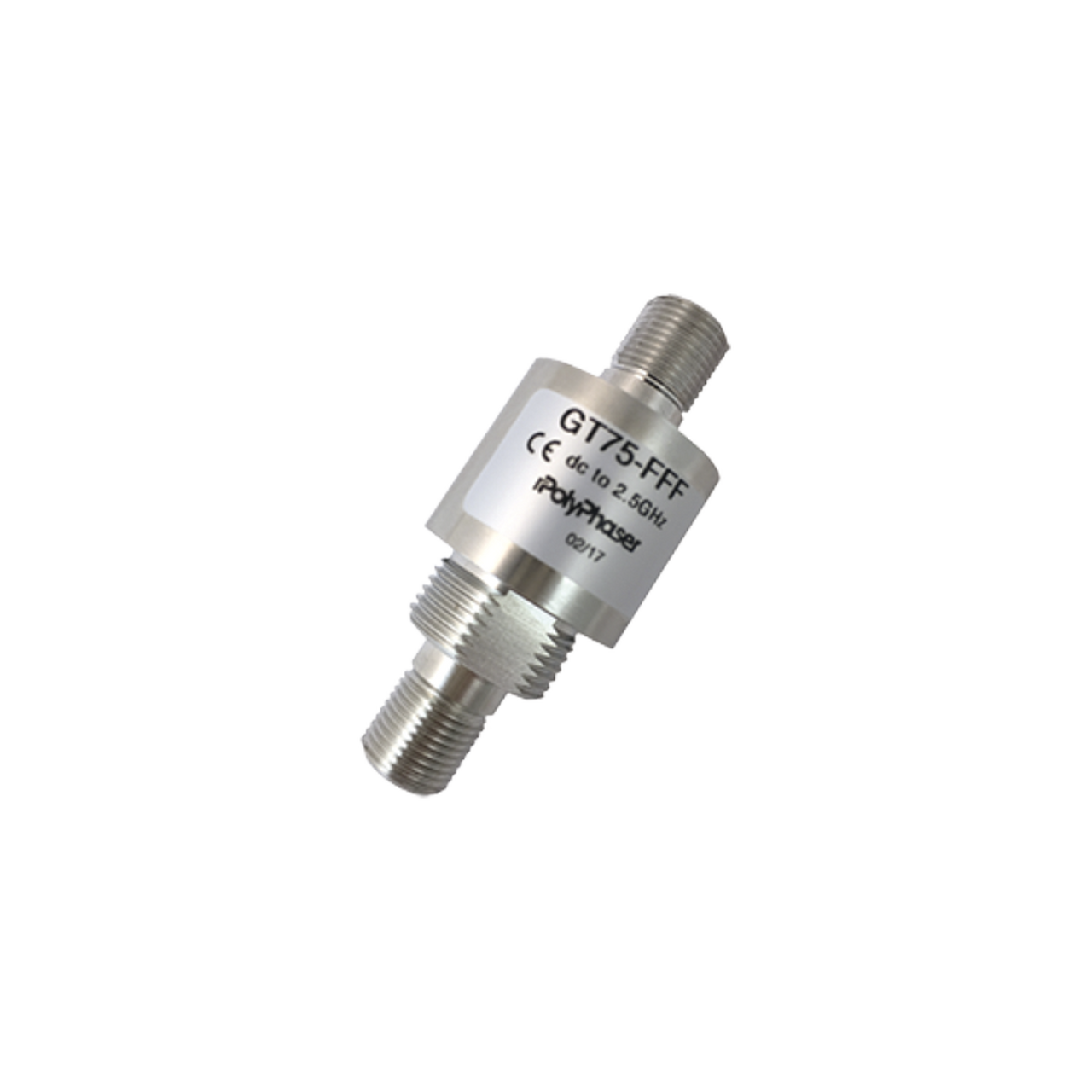 GT75-FFF Protector Coaxial de DC a 2.5 GHz a 75 Ohms con Conectores F Hembra en Ambos Lados