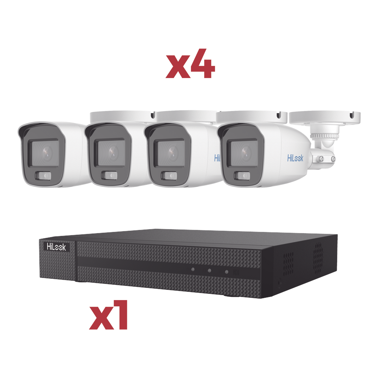 HL-24B-KIT [Kit] DVR 4 Canales TurboHD + 1 Canal IP / 2 Megapixel (1080pLite) / AcuSense Lite / Audio por coaxitron / 1 Bahia de disco duro / 4 Cámaras 2 Megapixel tipo Bala / ColorVu Lite + Microfono Integrado